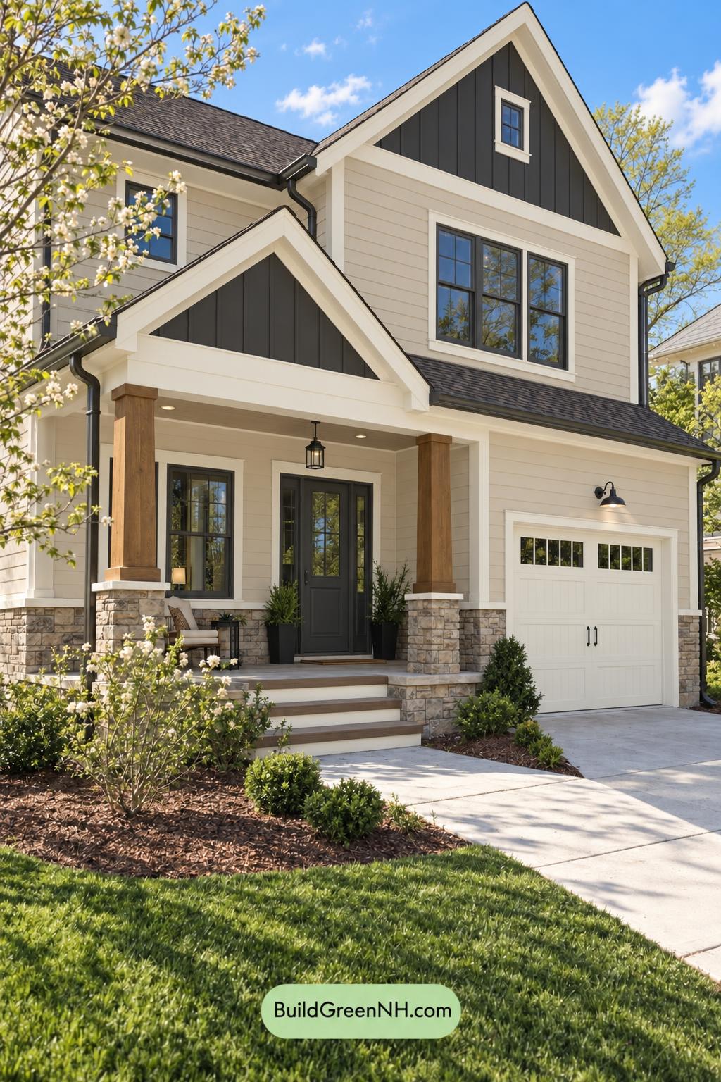 Wood and White House Exterior Color Scheme: Maple Quiet