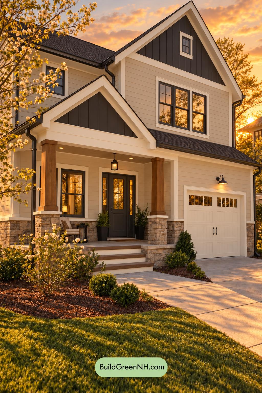 Wood and White House Exterior Color Scheme: Maple Quiet - Golden Hour