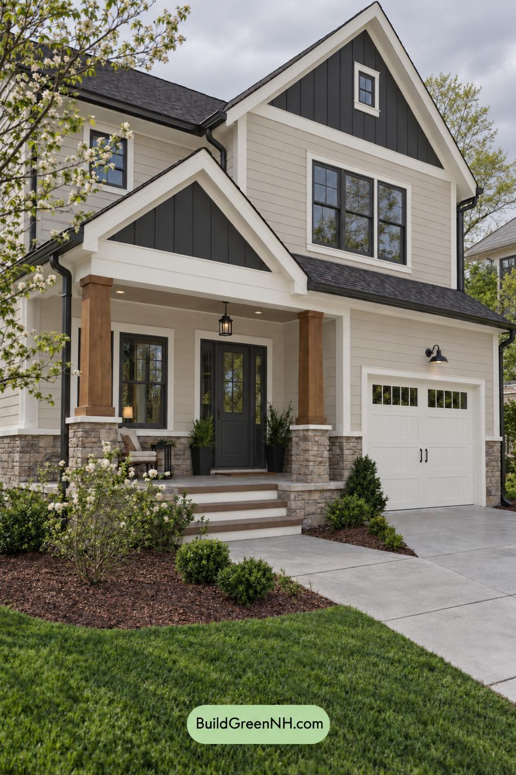 Wood and White House Exterior Color Scheme: Maple Quiet - Overcast