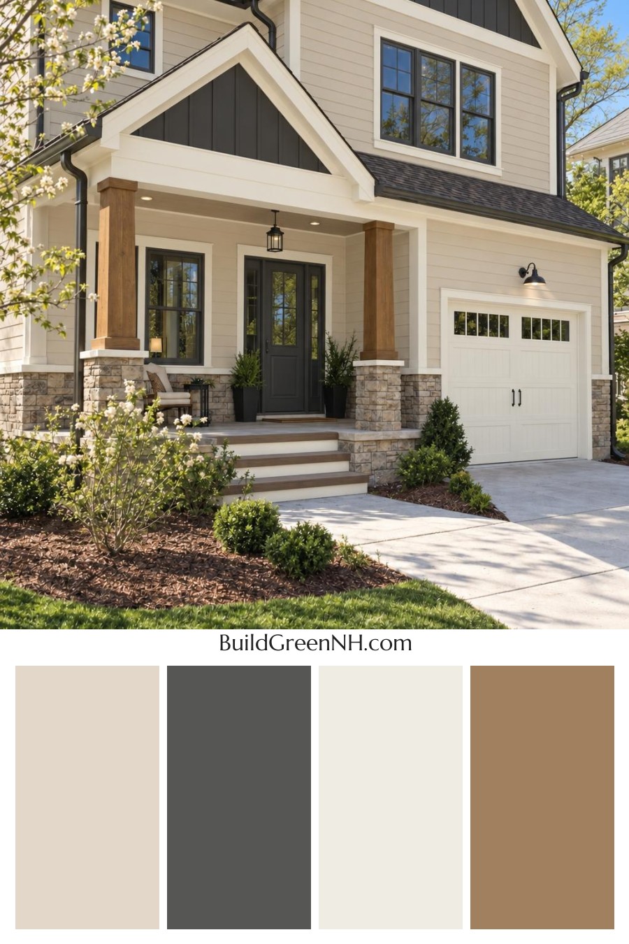 Wood and White House Exterior Color Scheme: Maple Quiet