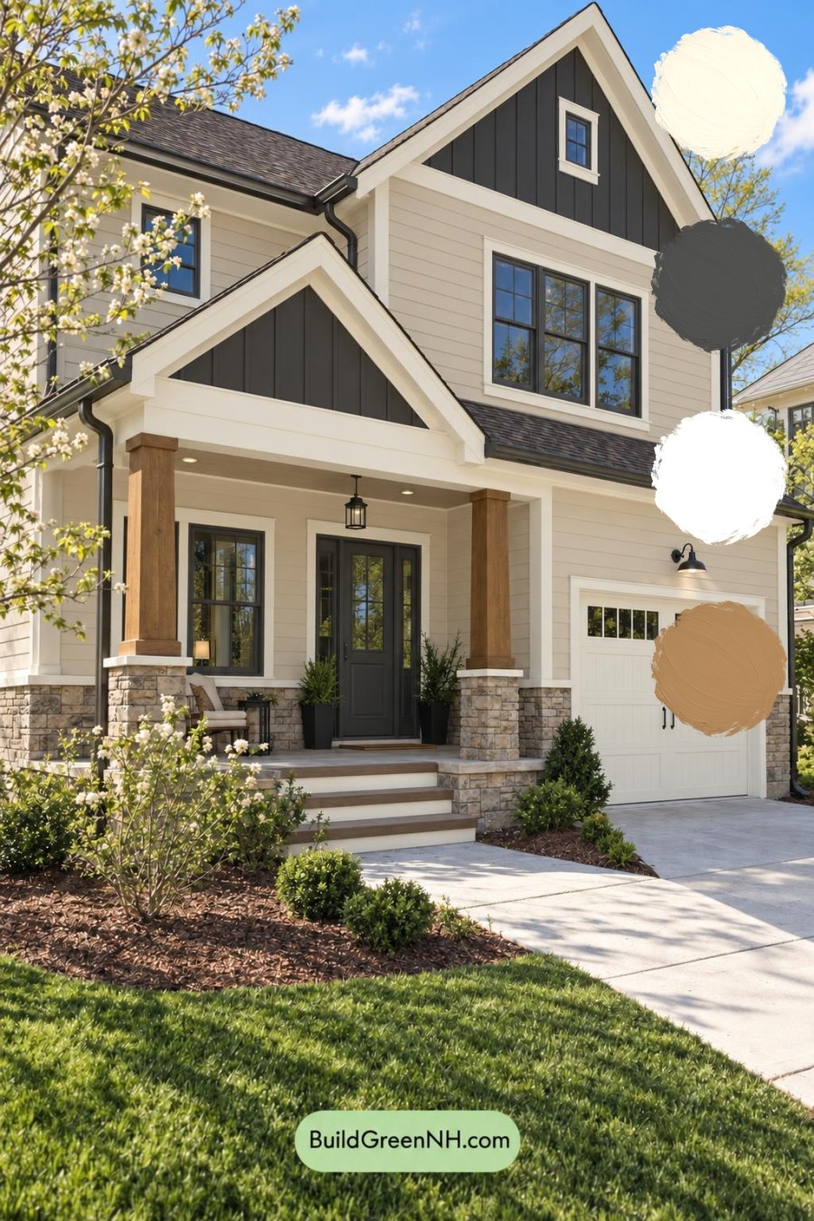 Wood and White House Exterior Color Scheme: Maple Quiet