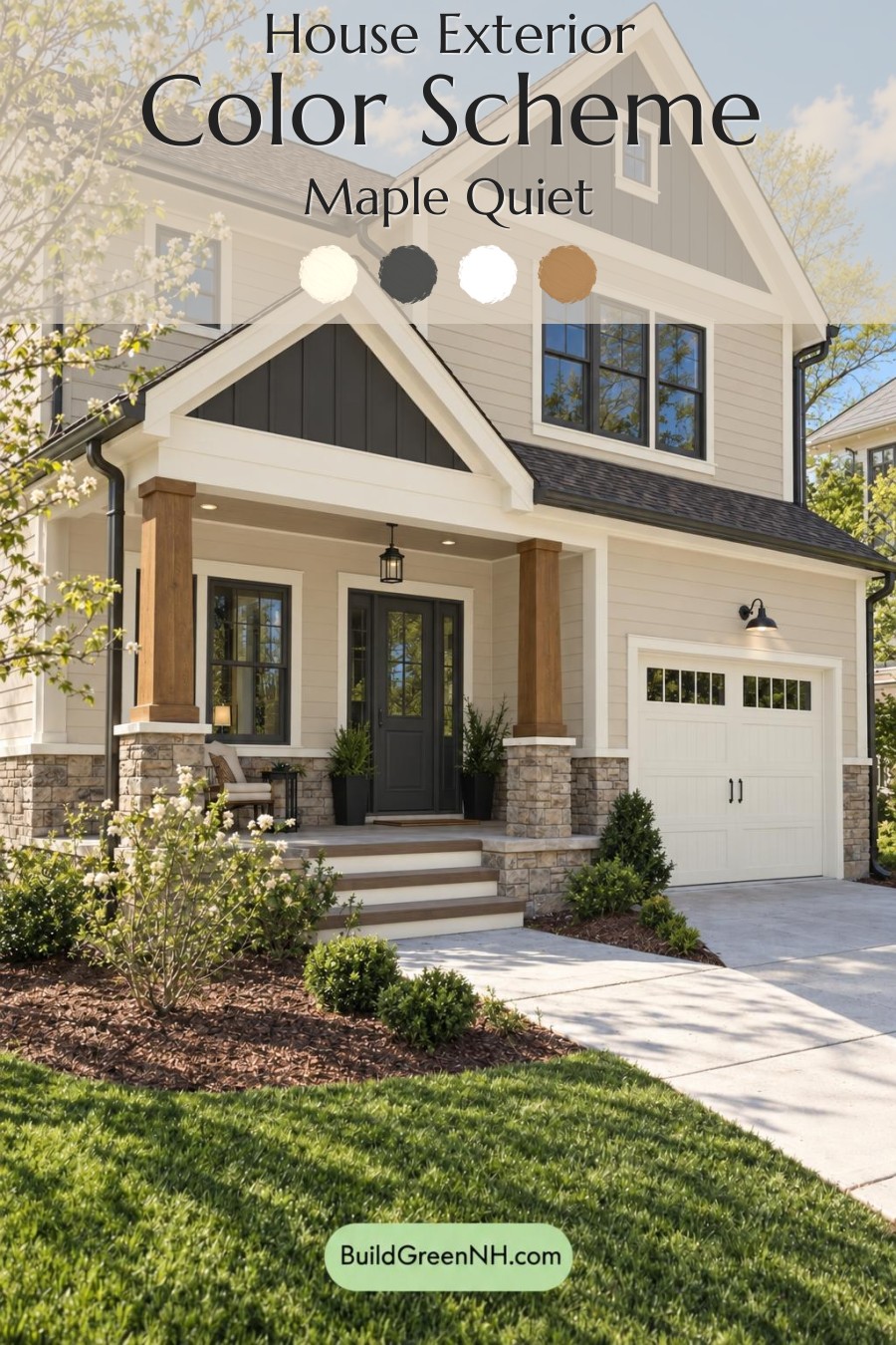 Wood and White House Exterior Color Scheme: Maple Quiet