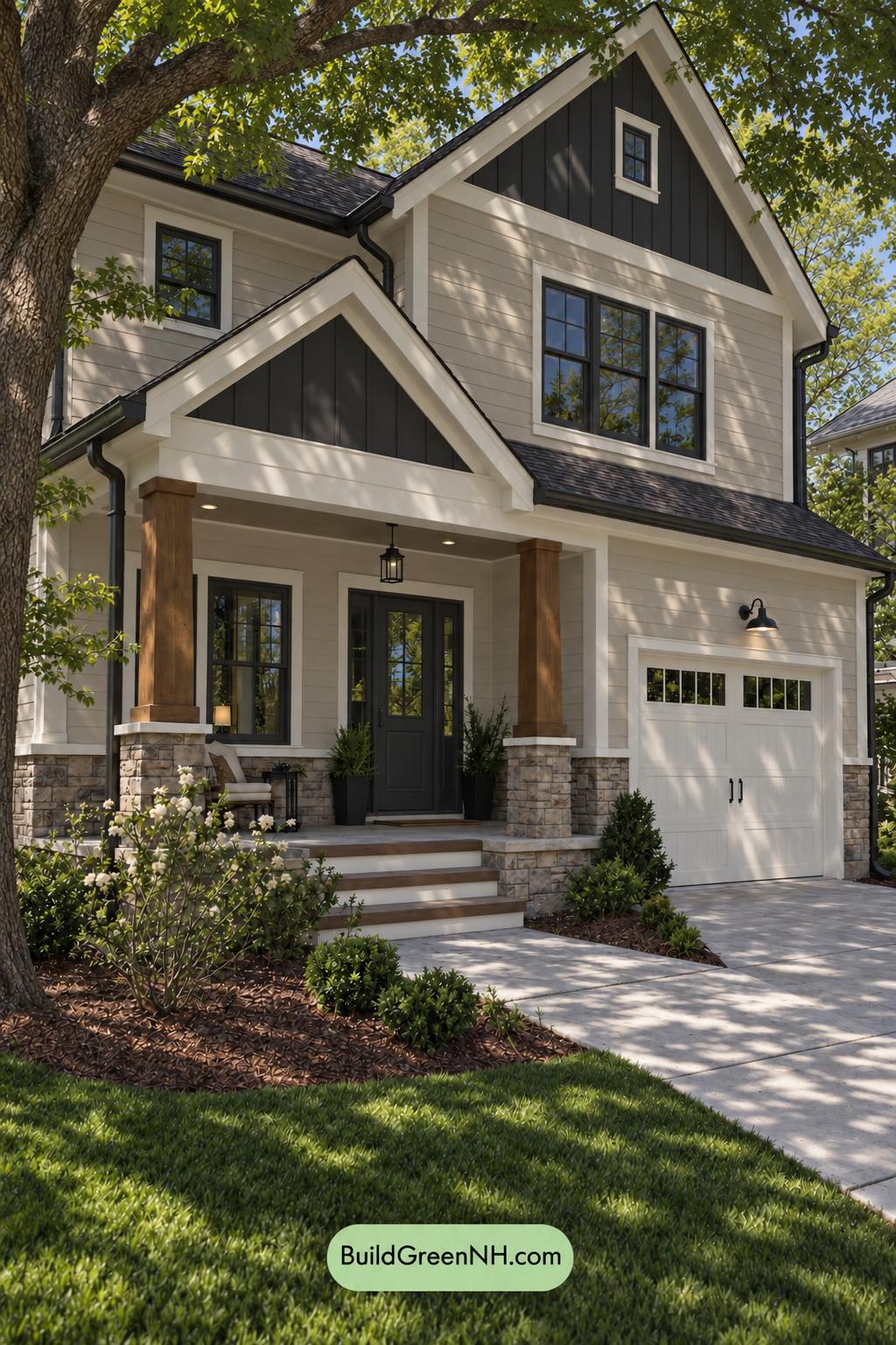 Wood and White House Exterior Color Scheme: Maple Quiet - Shade
