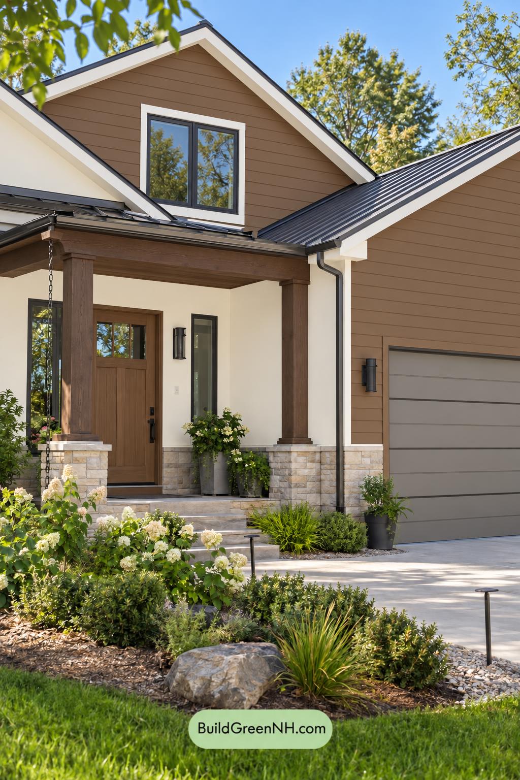 Wood and White House Exterior Color Scheme: Milkwood Cocoa Rhythm