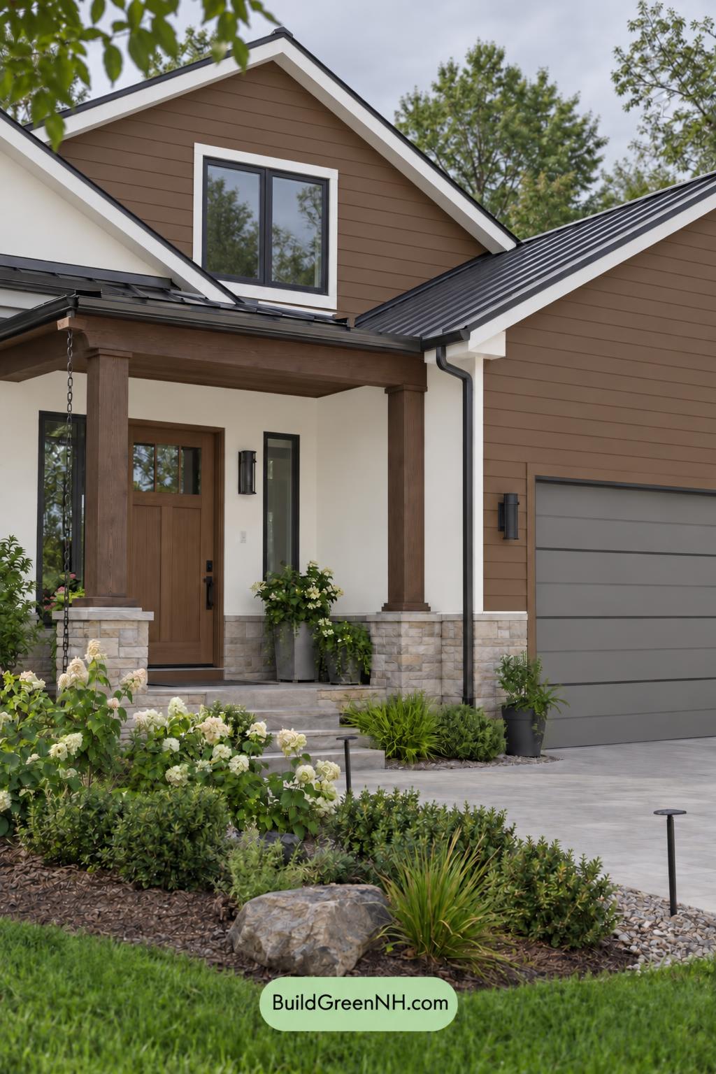 Wood and White House Exterior Color Scheme: Milkwood Cocoa Rhythm - Overcast