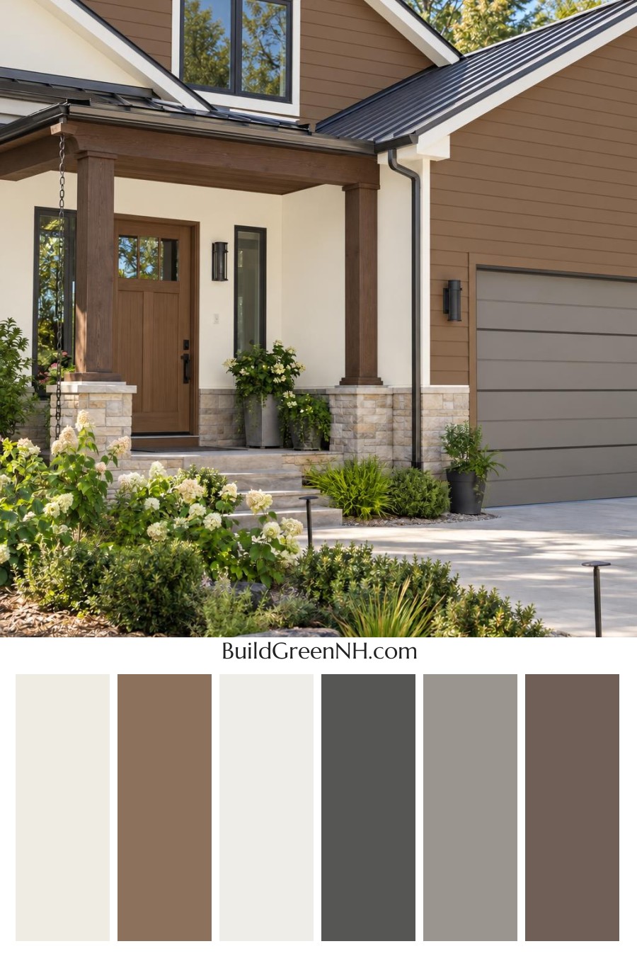 Wood and White House Exterior Color Scheme: Milkwood Cocoa Rhythm