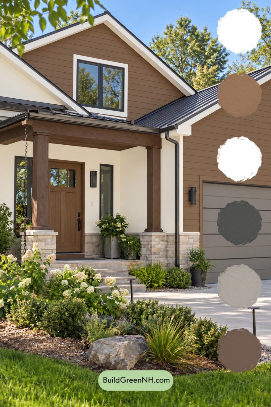 Wood and White House Exterior Color Scheme: Milkwood Cocoa Rhythm