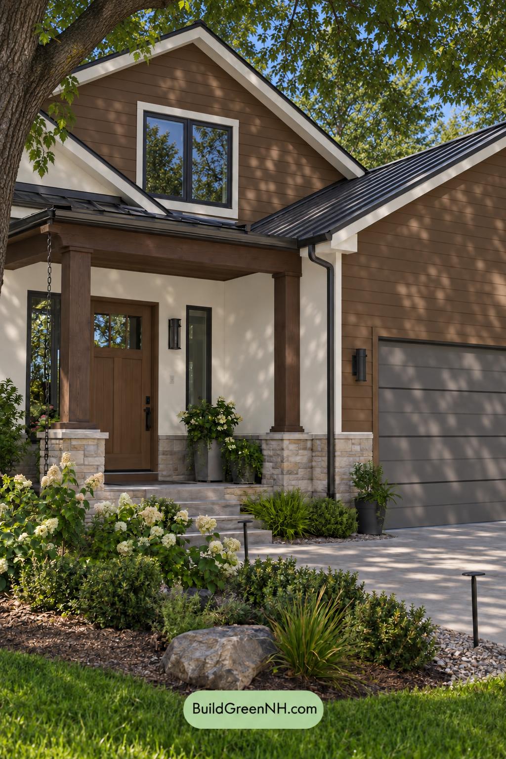 Wood and White House Exterior Color Scheme: Milkwood Cocoa Rhythm - Shade