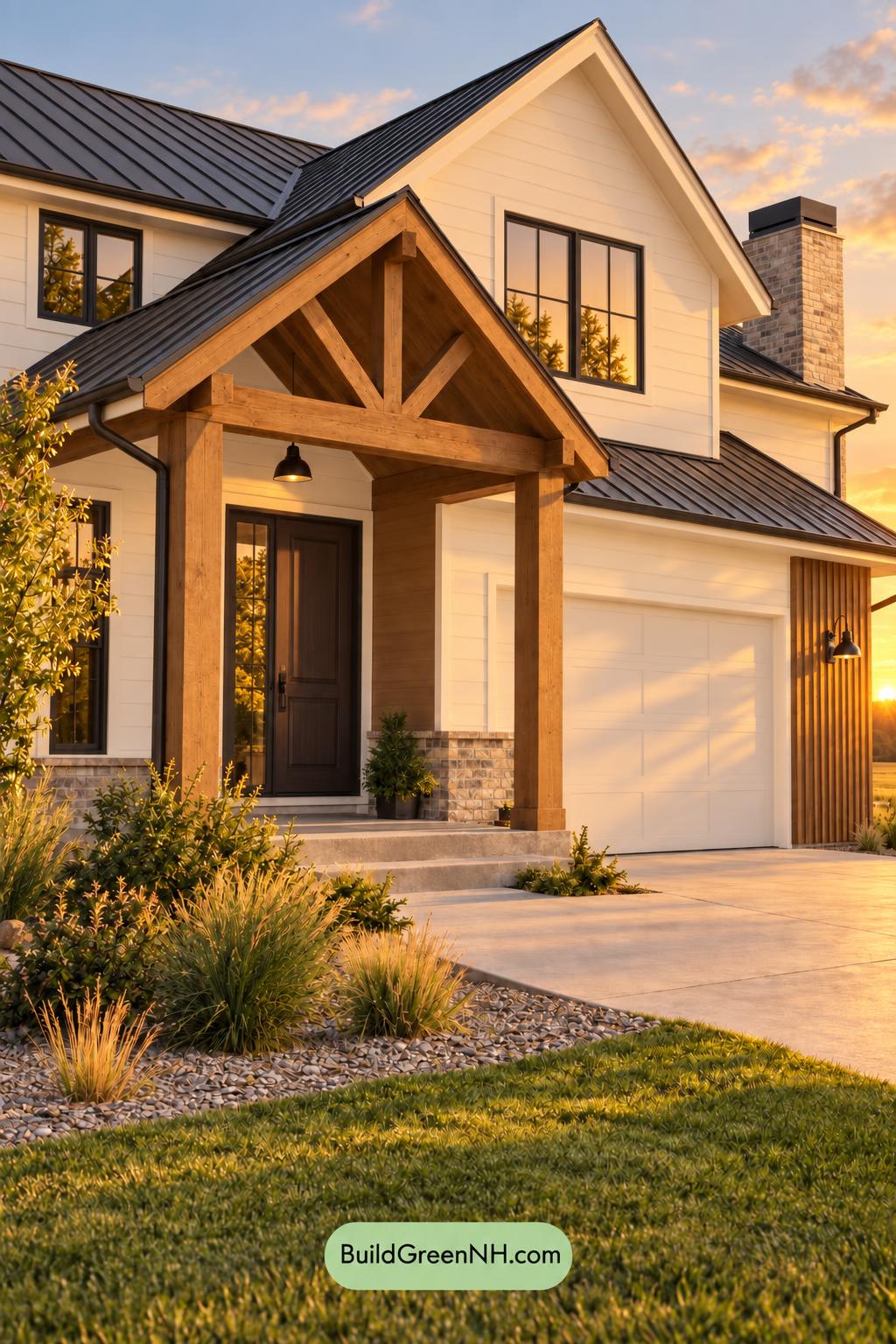Wood and White House Exterior Color Scheme: Porcelain Russet Shelter - Golden Hour