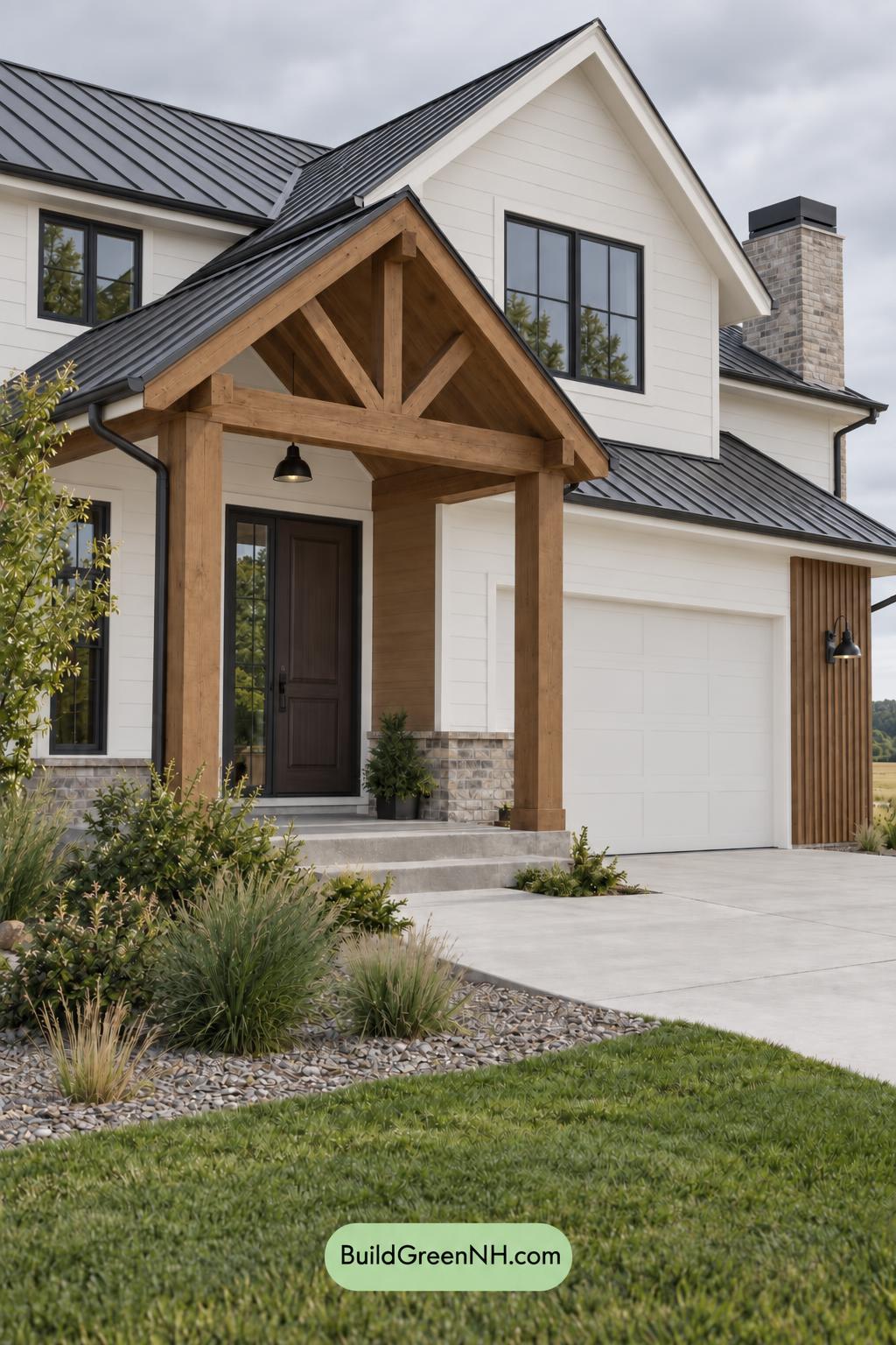 Wood and White House Exterior Color Scheme: Porcelain Russet Shelter - Overcast