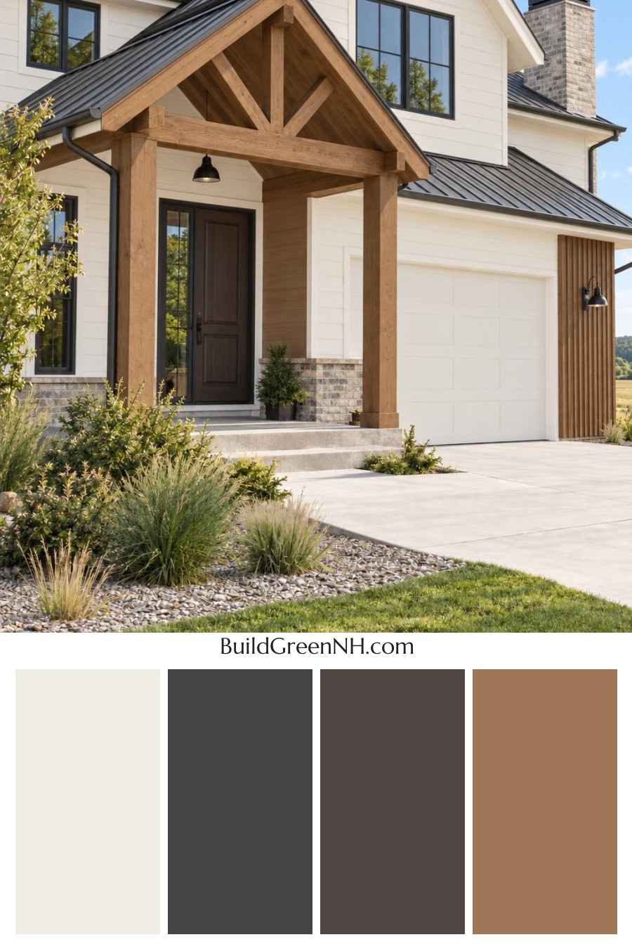 Wood and White House Exterior Color Scheme: Porcelain Russet Shelter