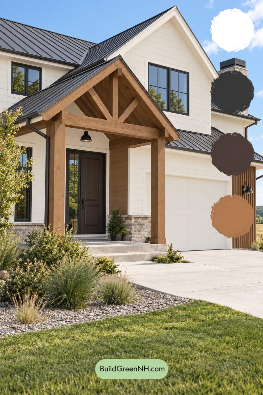 Wood and White House Exterior Color Scheme: Porcelain Russet Shelter