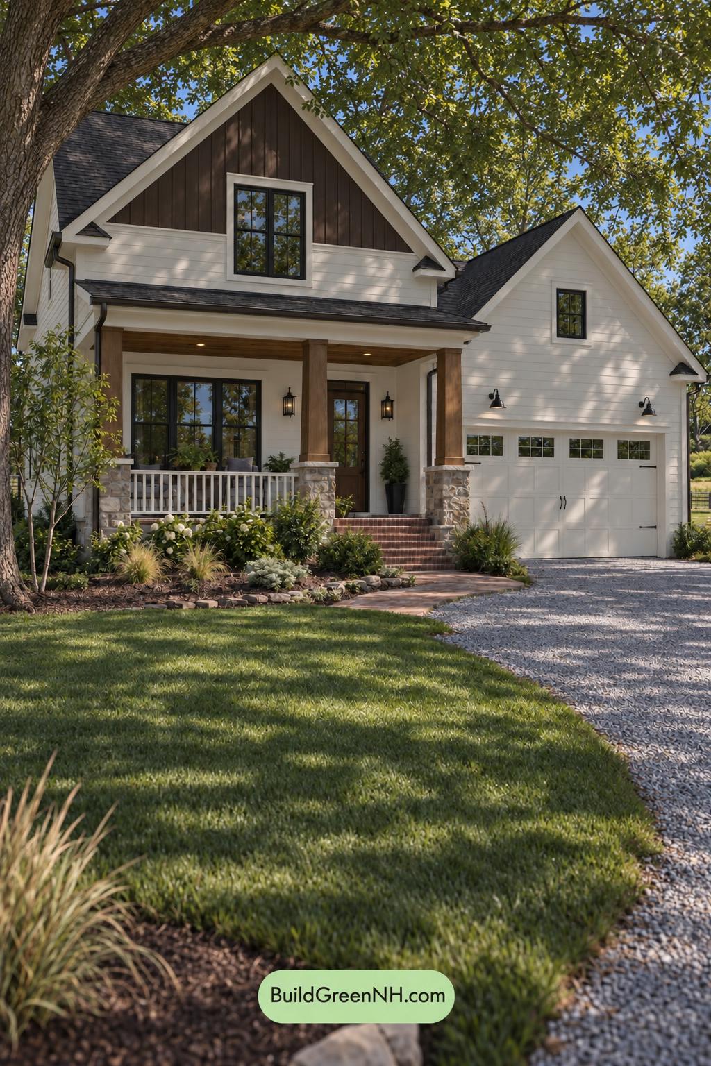 Wood and White House Exterior Color Scheme: Saddle Porchlight - Shade