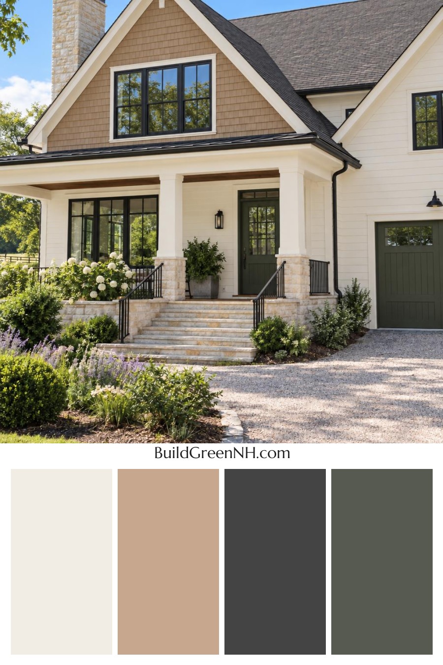 Wood and White House Exterior Color Scheme: White Oak Ember