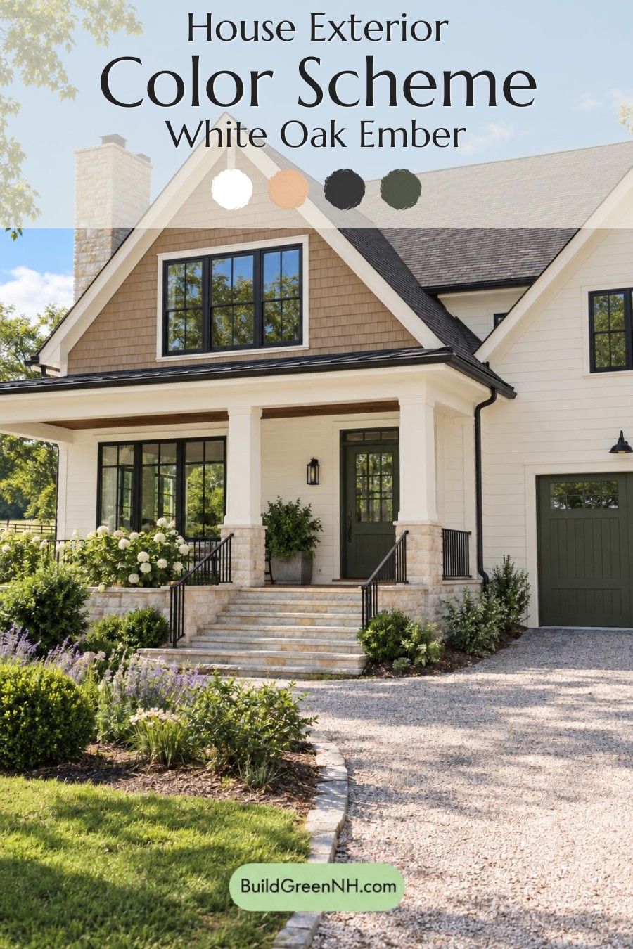 Wood and White House Exterior Color Scheme: White Oak Ember