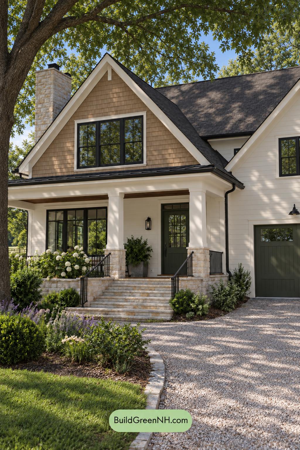 Wood and White House Exterior Color Scheme: White Oak Ember - Shade