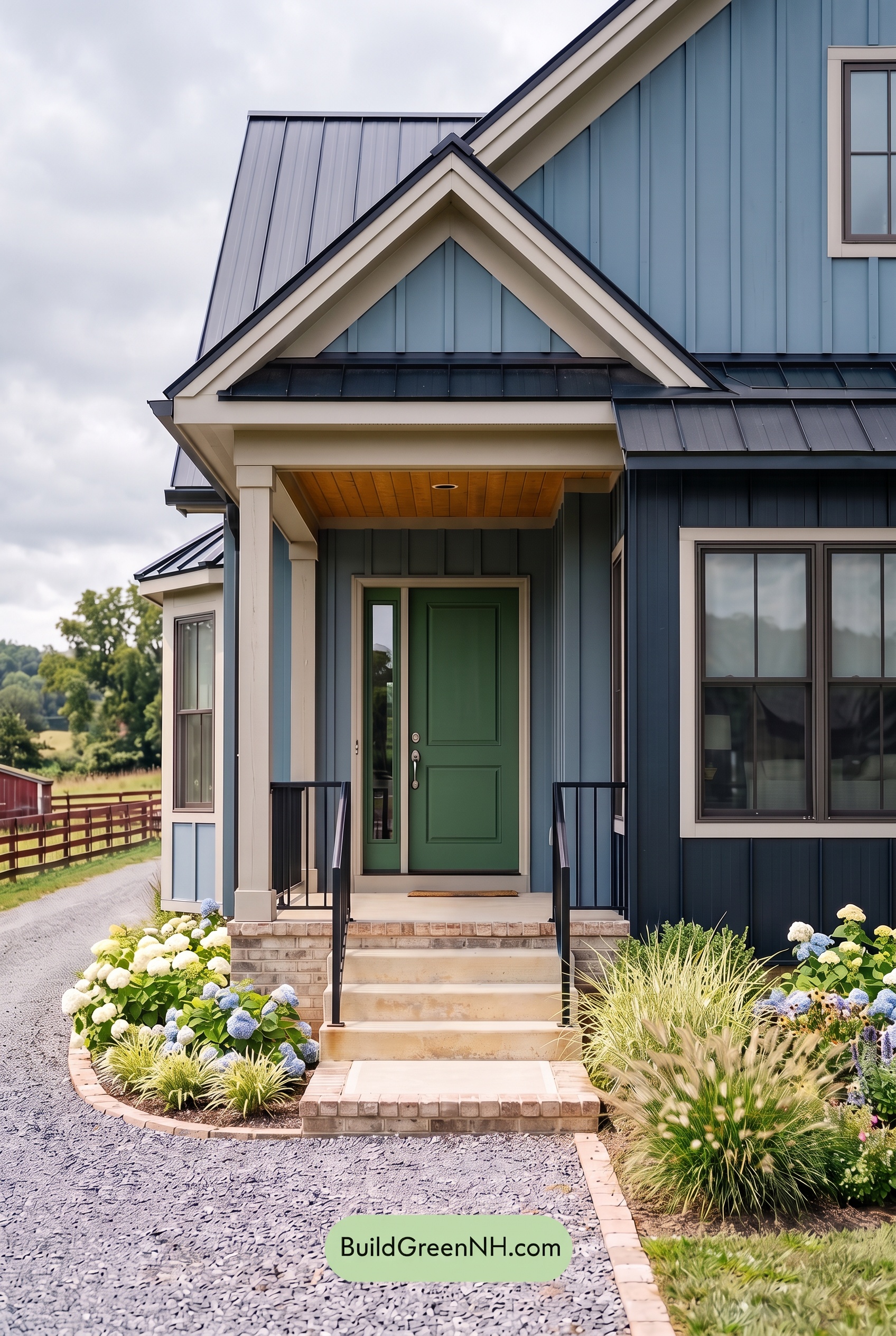 Blue House Front Door Color Scheme: Azure Fern Quiet - Overcast