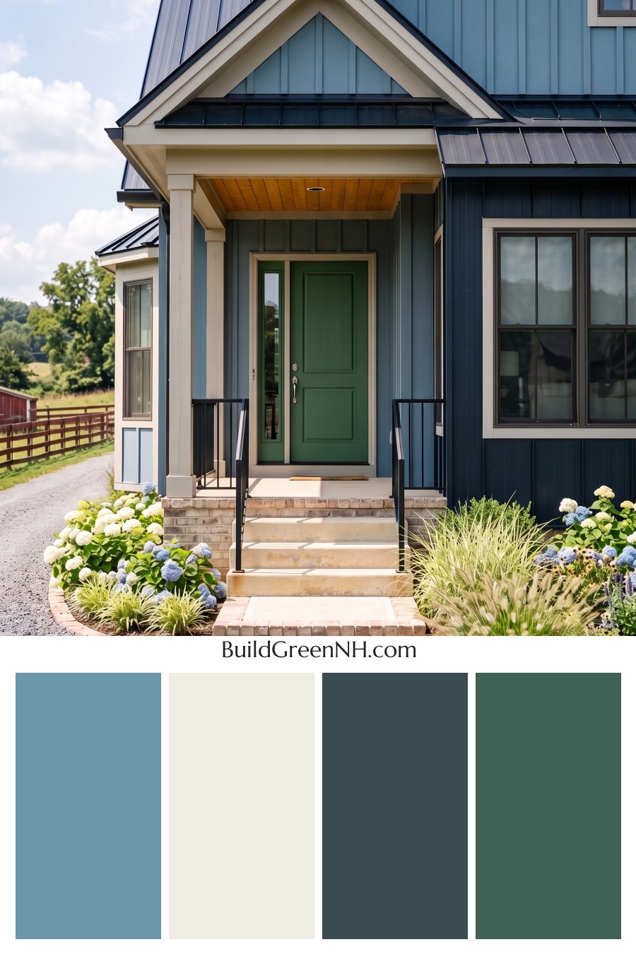 Blue House Front Door Color Scheme: Azure Fern Quiet