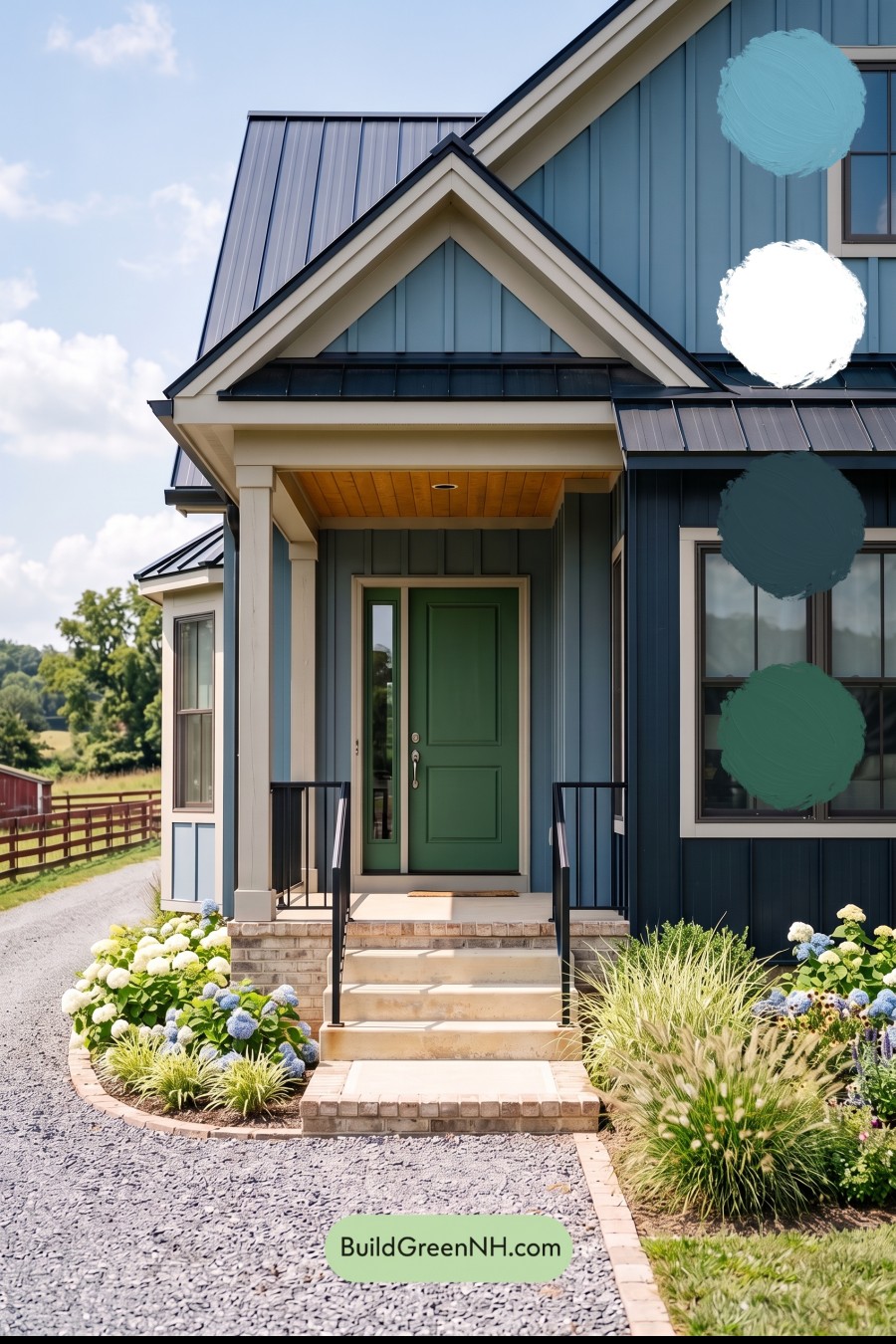 Blue House Front Door Color Scheme: Azure Fern Quiet