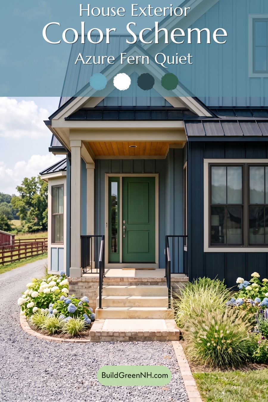 Blue House Front Door Color Scheme: Azure Fern Quiet