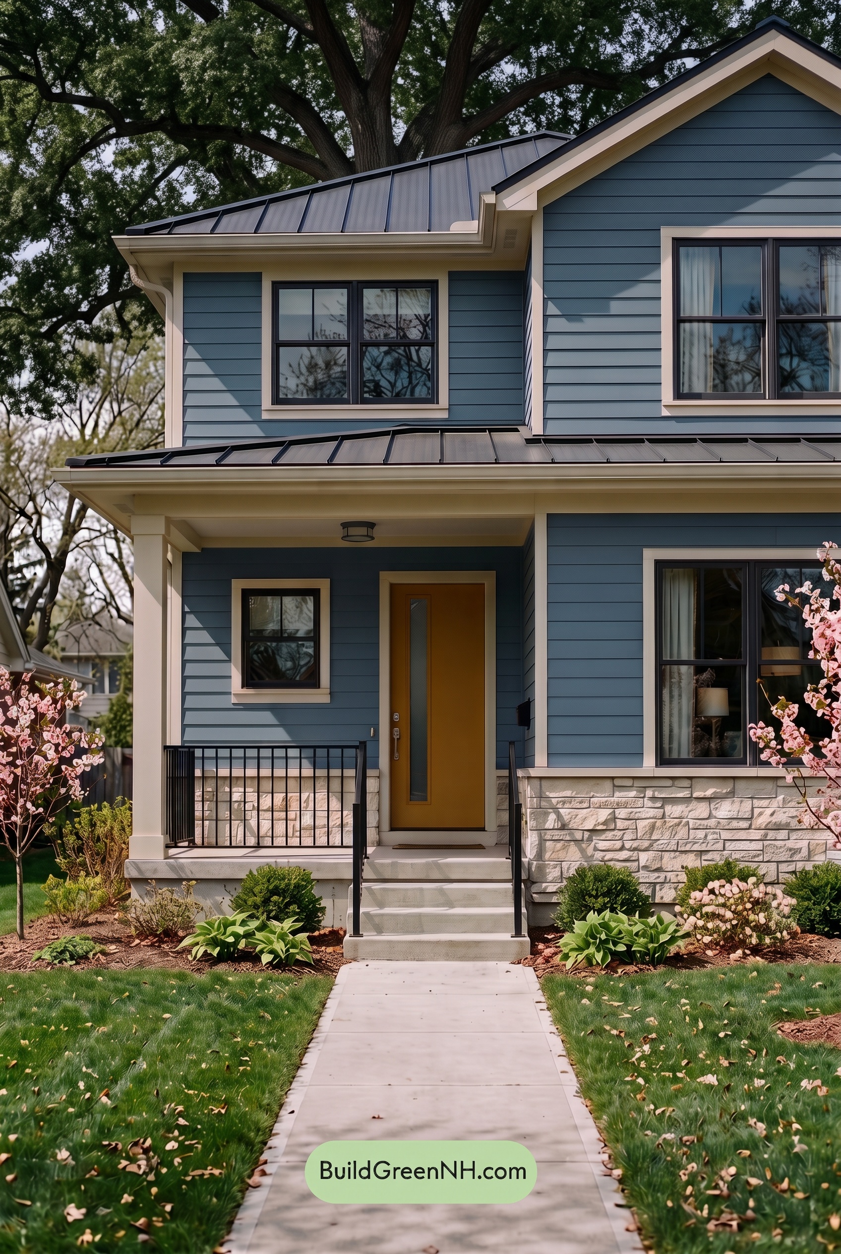 Blue House Front Door Color Scheme: Azure Marigold Welcome - Shade
