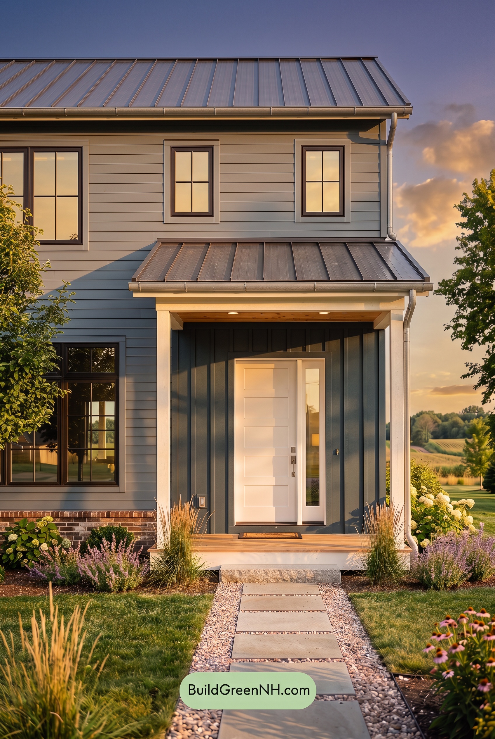 Blue House Front Door Color Scheme: Blue Steel Welcome - Golden Hour