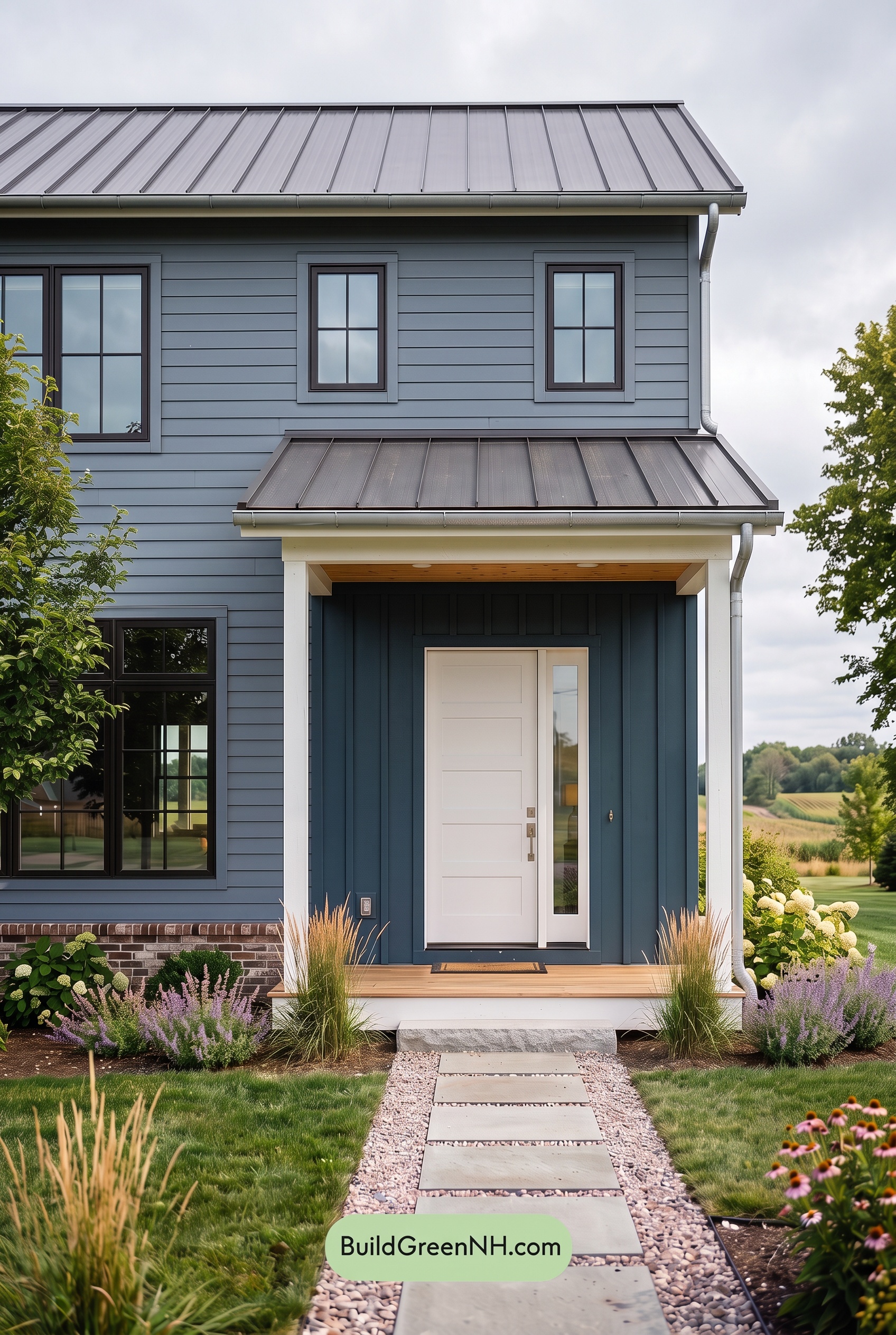 Blue House Front Door Color Scheme: Blue Steel Welcome - Overcast