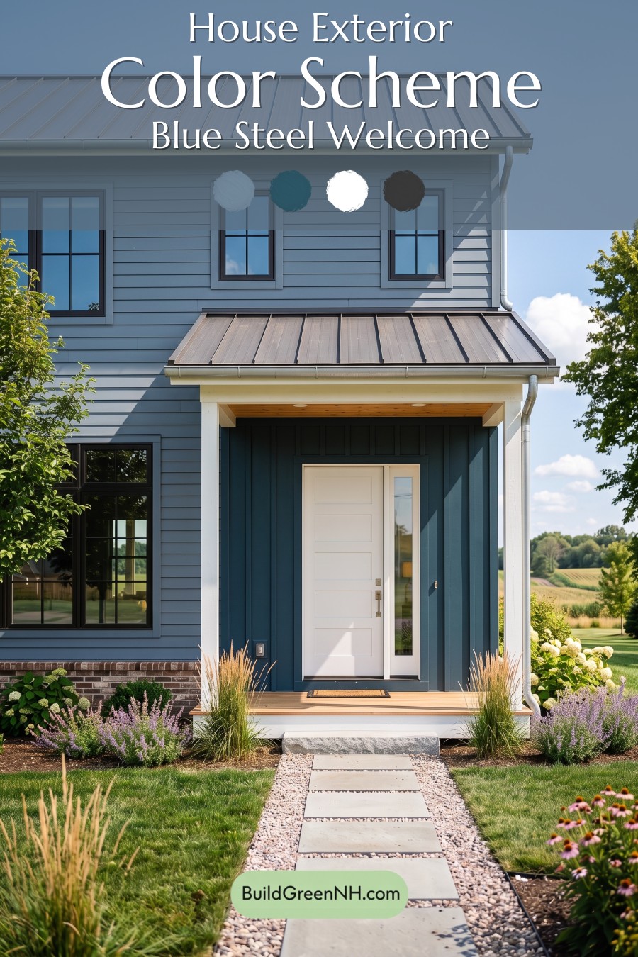 Blue House Front Door Color Scheme: Blue Steel Welcome