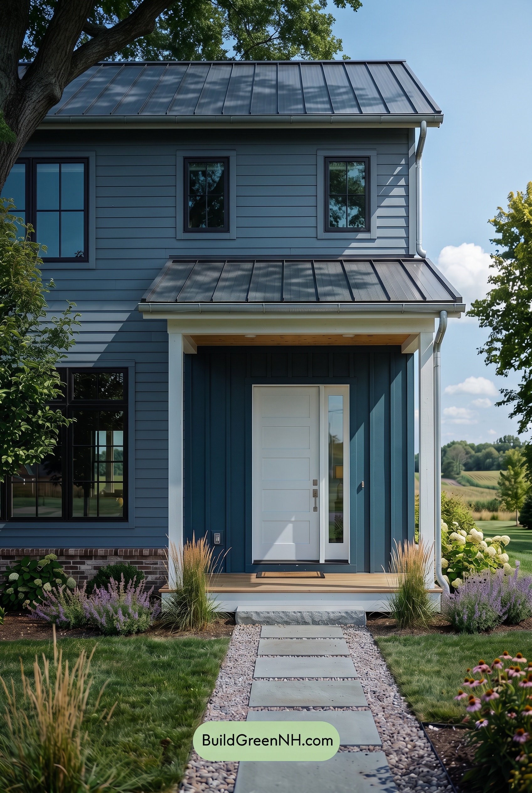 Blue House Front Door Color Scheme: Blue Steel Welcome - Shade