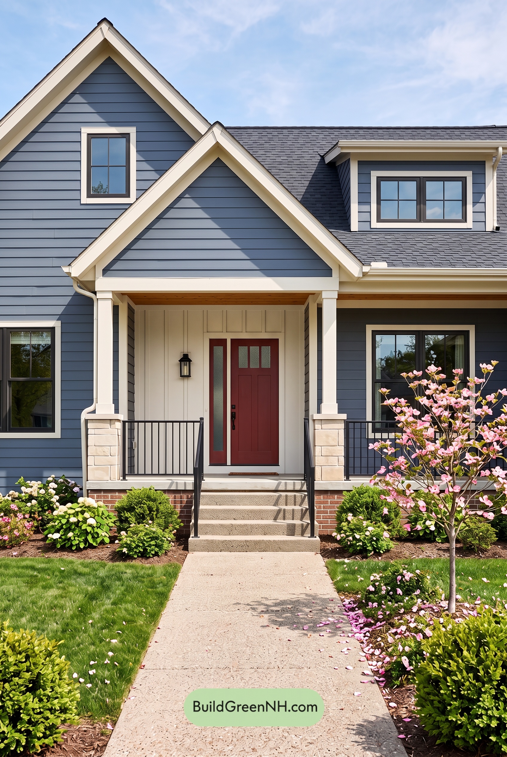 Blue House Front Door Color Scheme: Blueberry Crimson Shelter