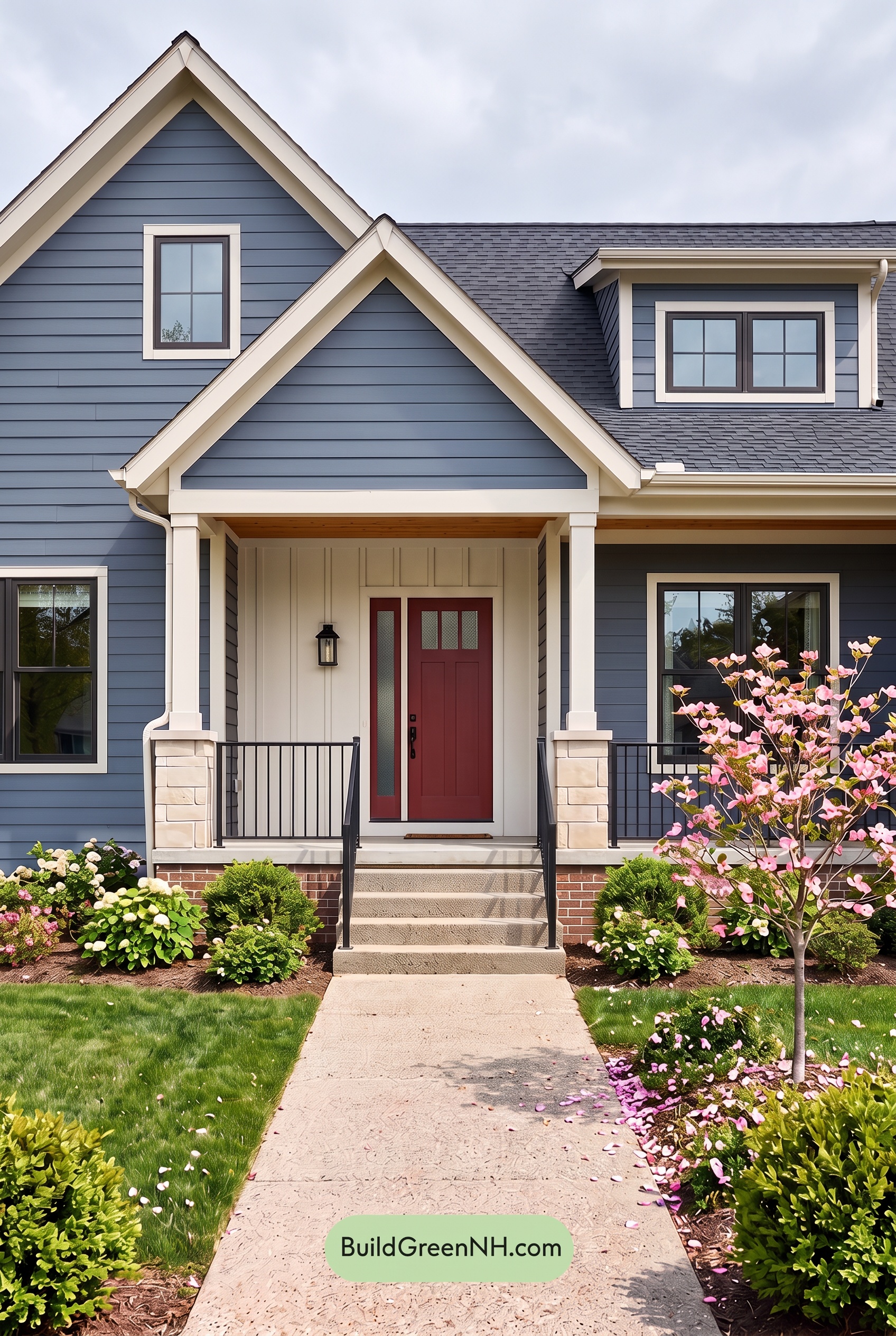 Blue House Front Door Color Scheme: Blueberry Crimson Shelter - Overcast