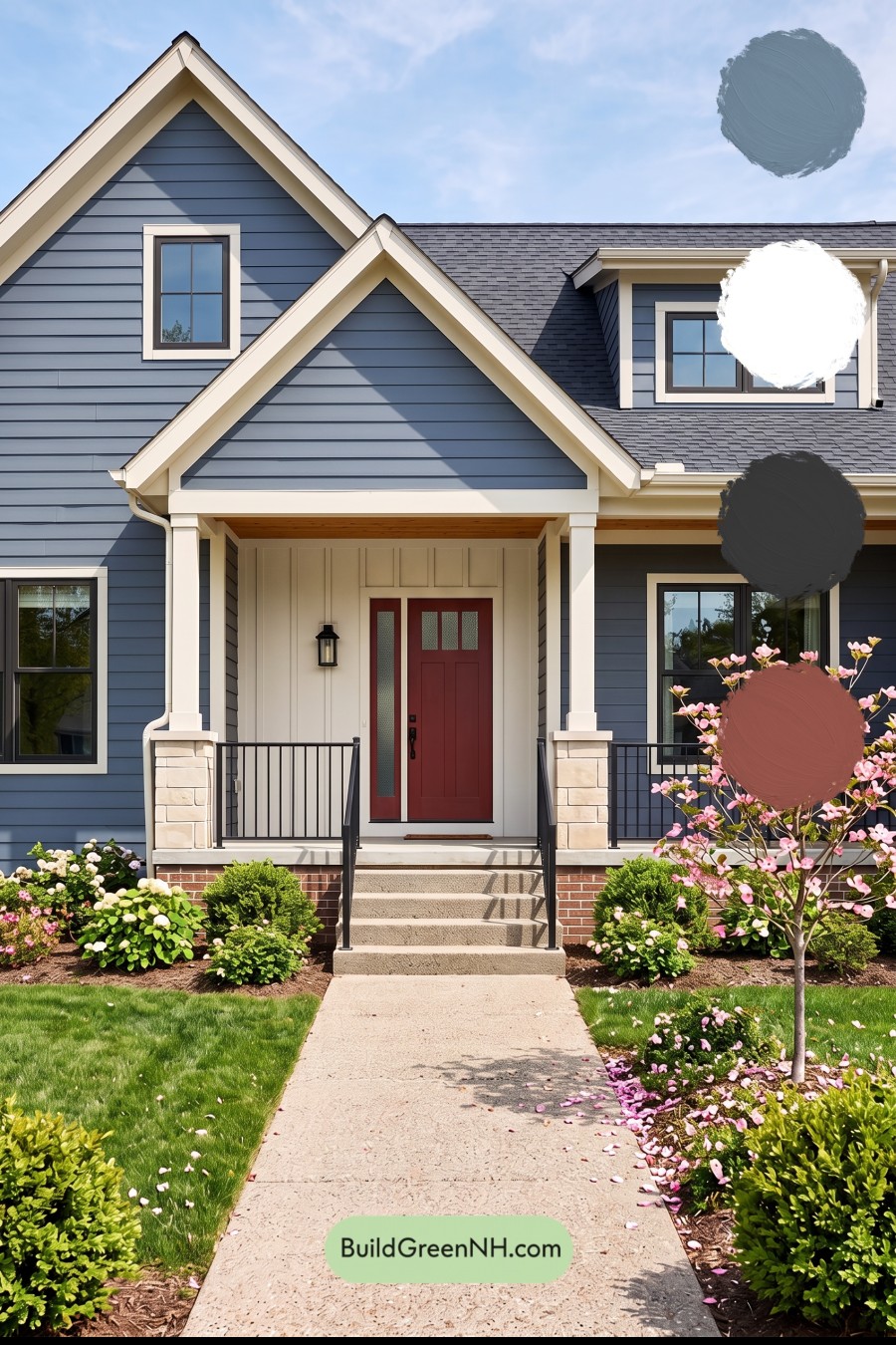 Blue House Front Door Color Scheme: Blueberry Crimson Shelter