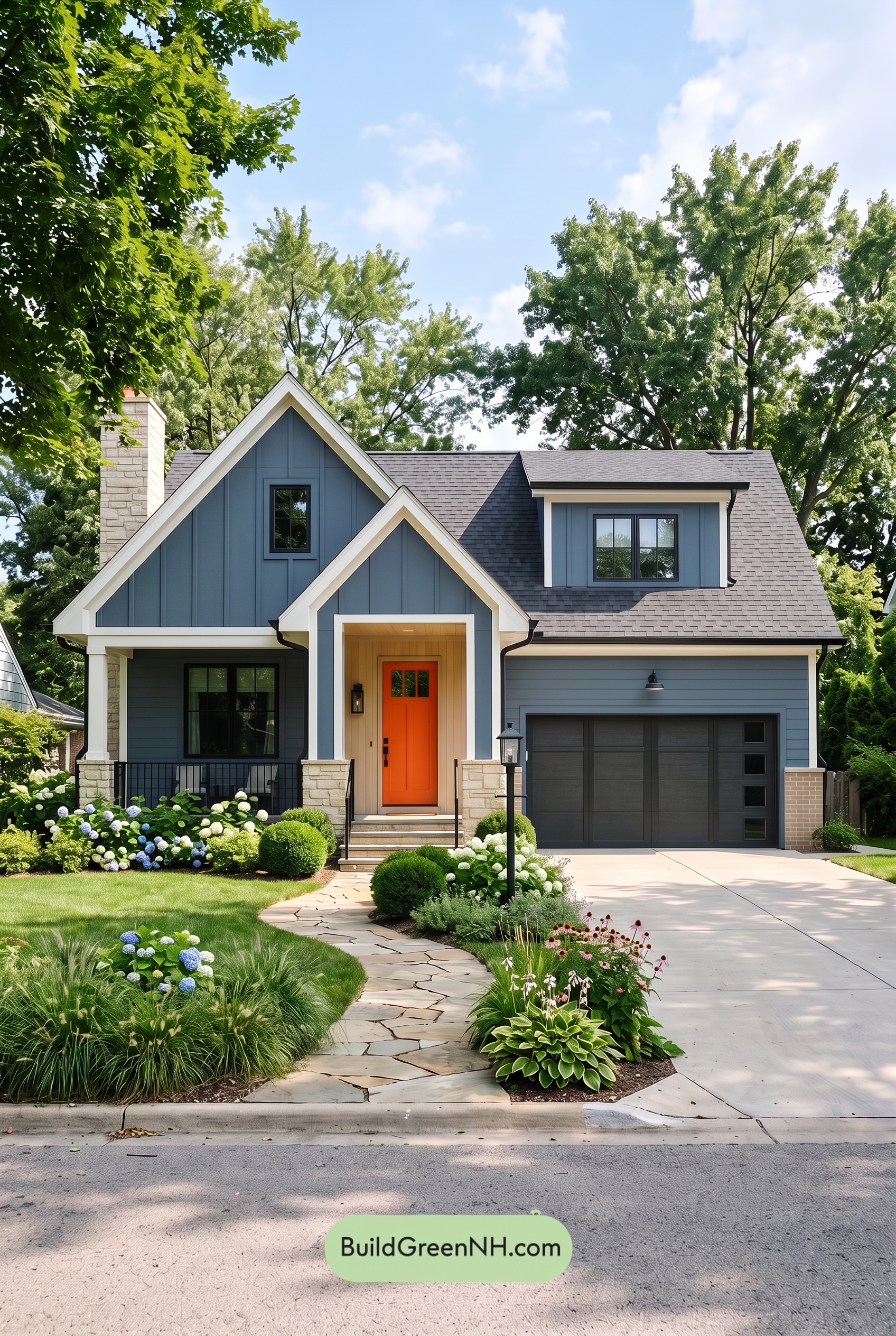 Blue House Front Door Color Scheme: Cobalt Persimmon