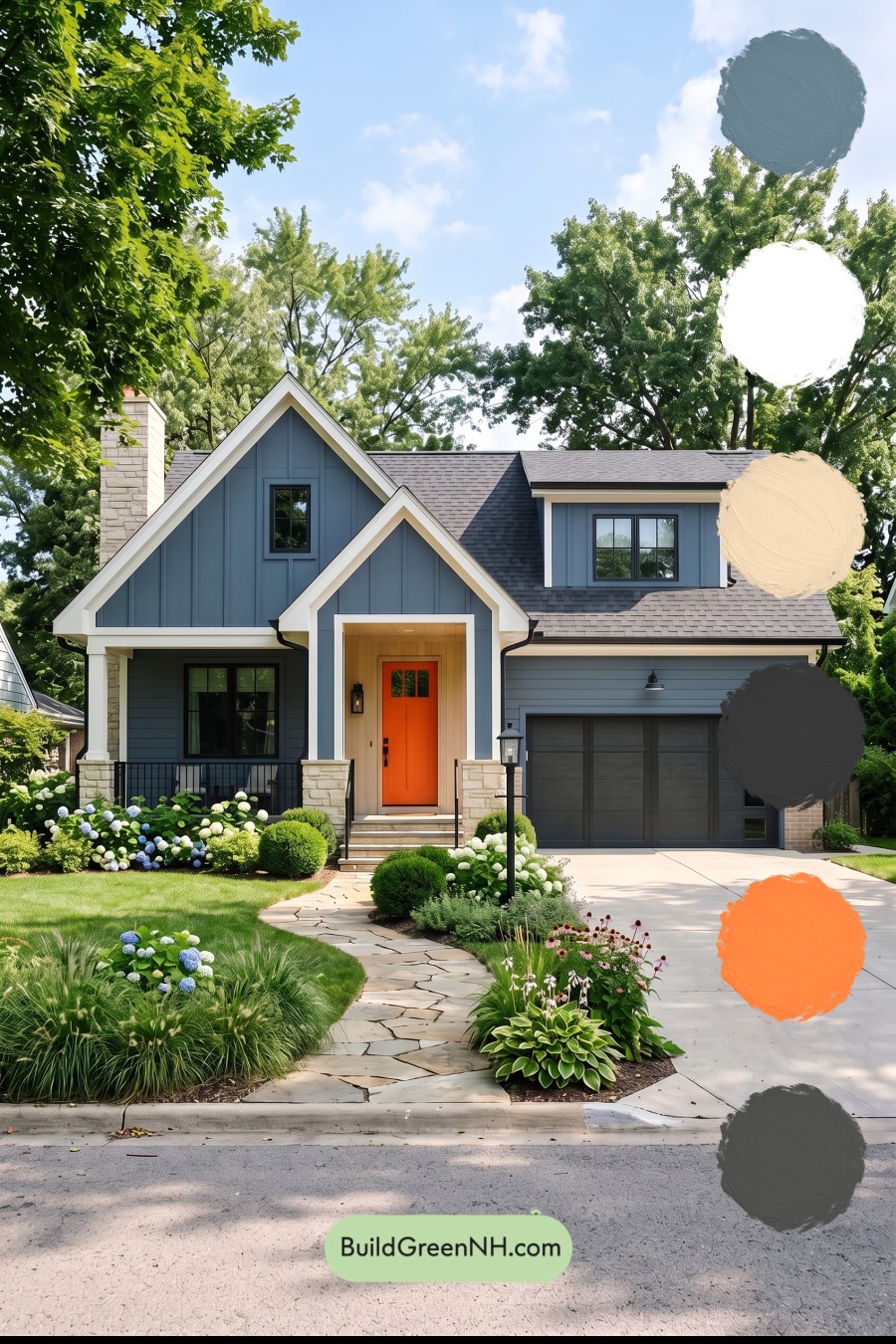 Blue House Front Door Color Scheme: Cobalt Persimmon