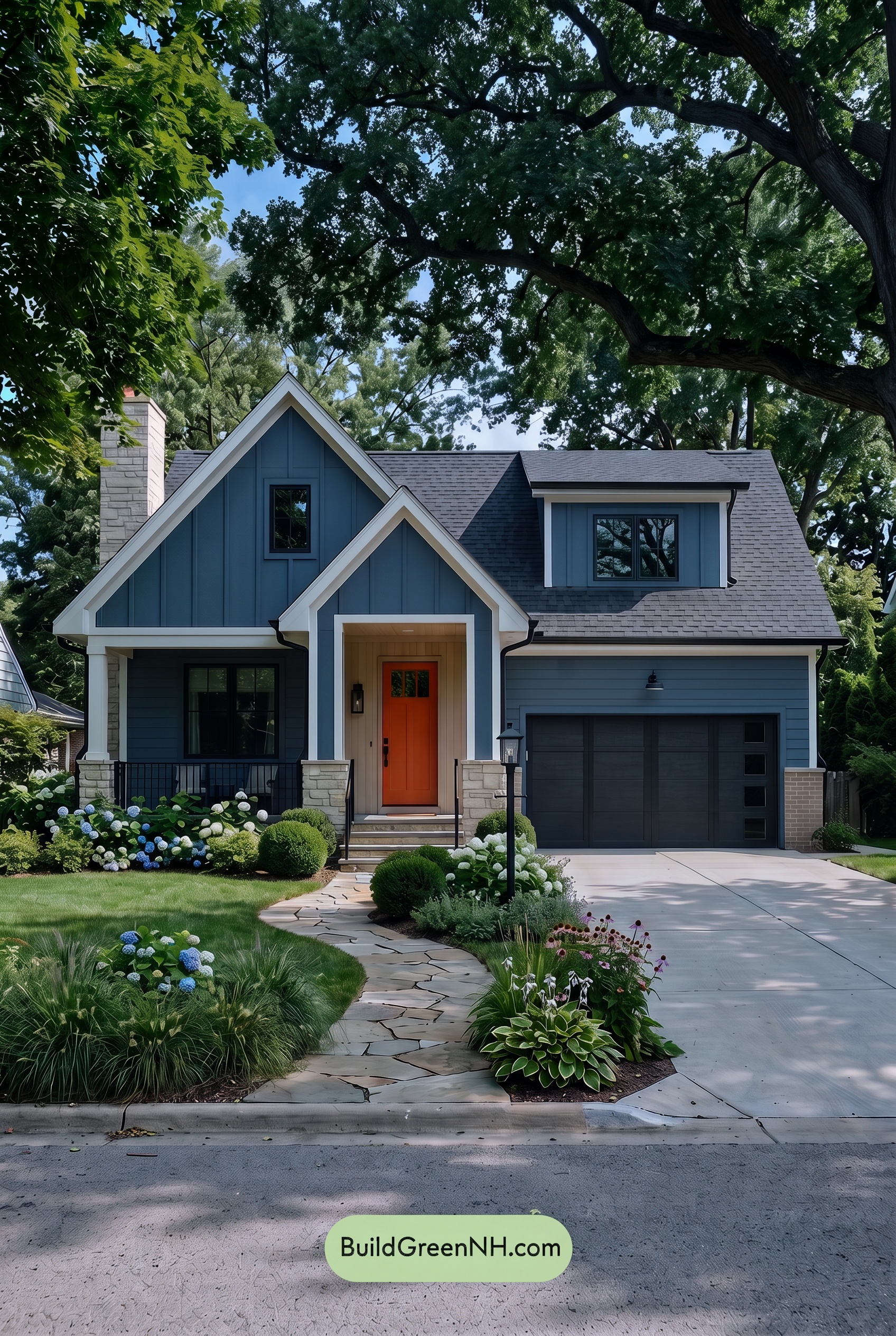 Blue House Front Door Color Scheme: Cobalt Persimmon - Shade