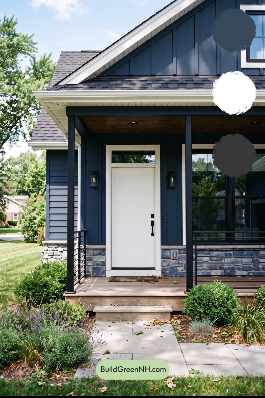 Blue House Front Door Color Scheme: Indigo Porch Light