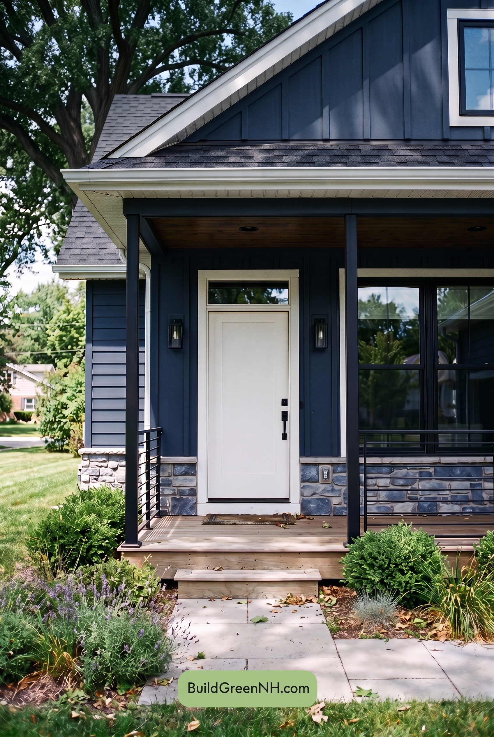 Blue House Front Door Color Scheme: Indigo Porch Light - Shade