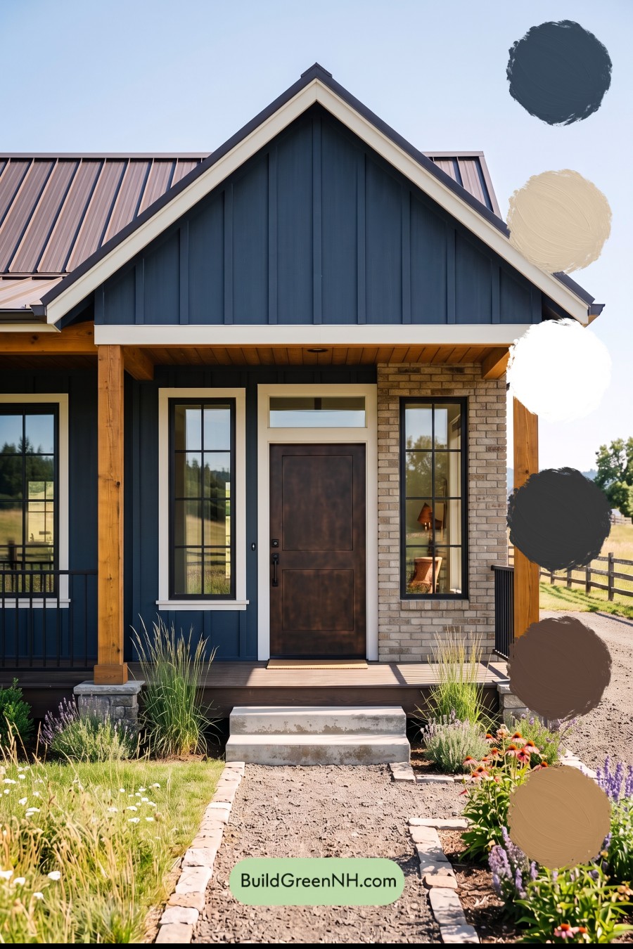 Blue House Front Door Color Scheme: Inkstone Ember Porch