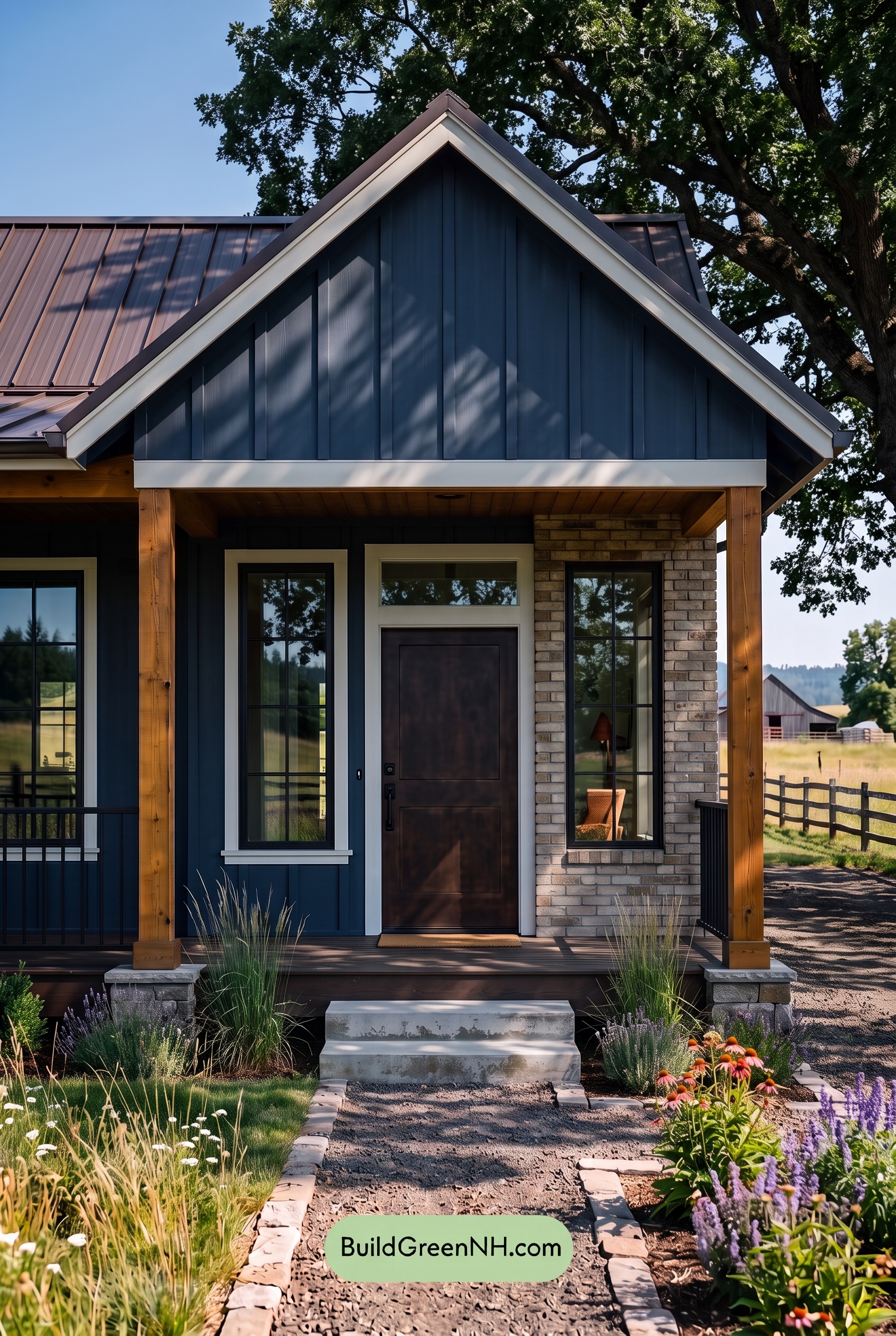 Blue House Front Door Color Scheme: Inkstone Ember Porch - Shade