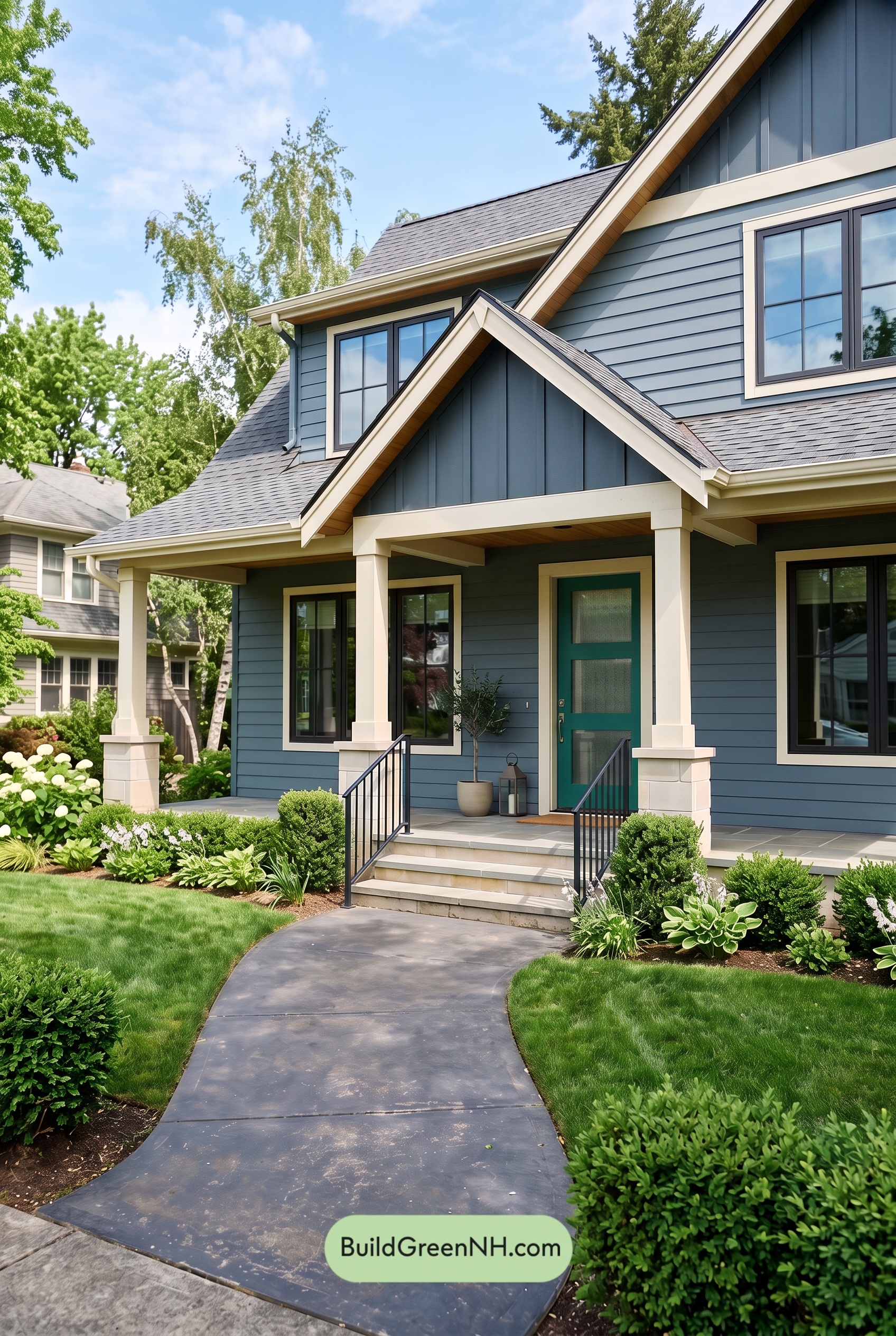 Blue House Front Door Color Scheme: Marine Jade Reverie