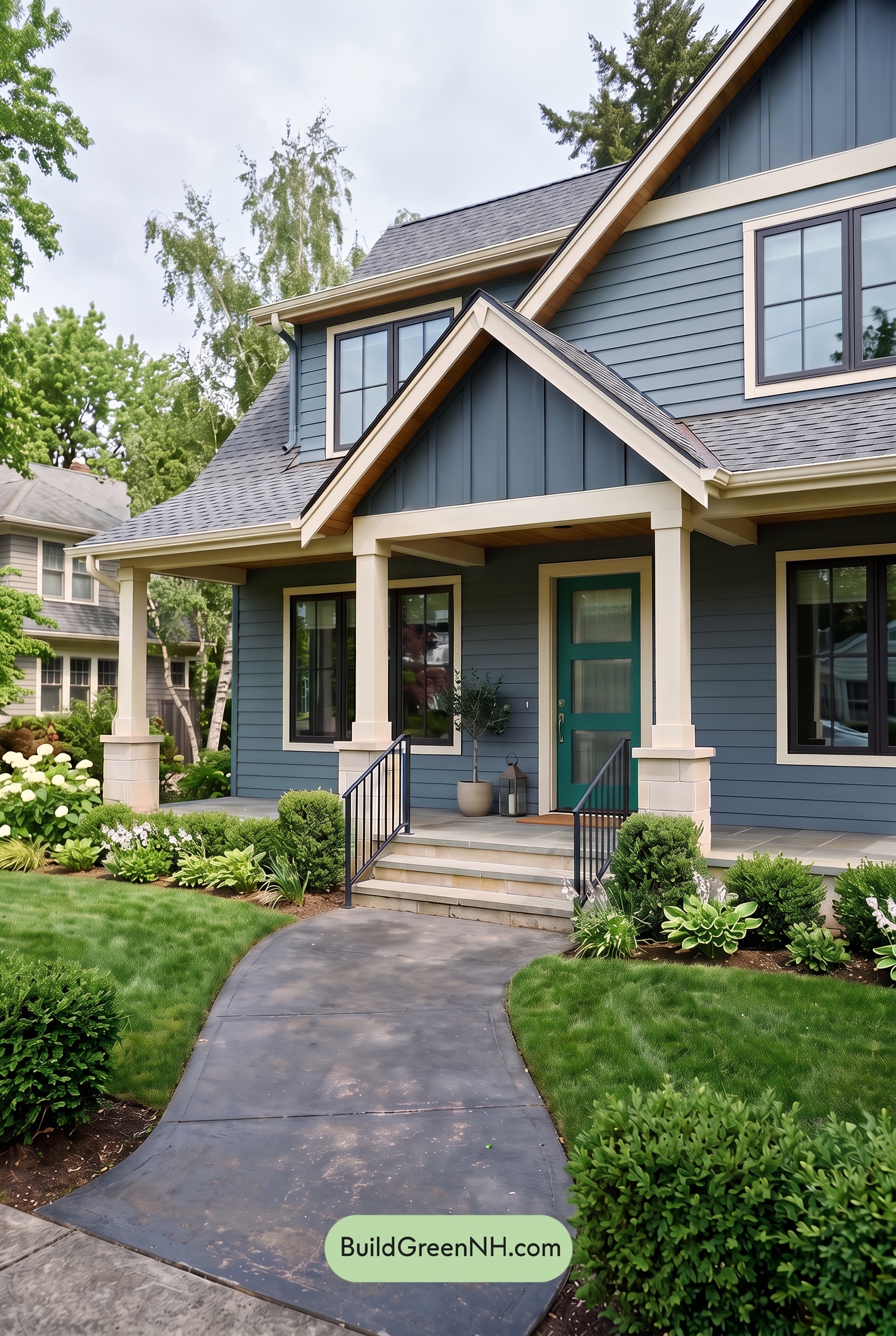 Blue House Front Door Color Scheme: Marine Jade Reverie - Overcast