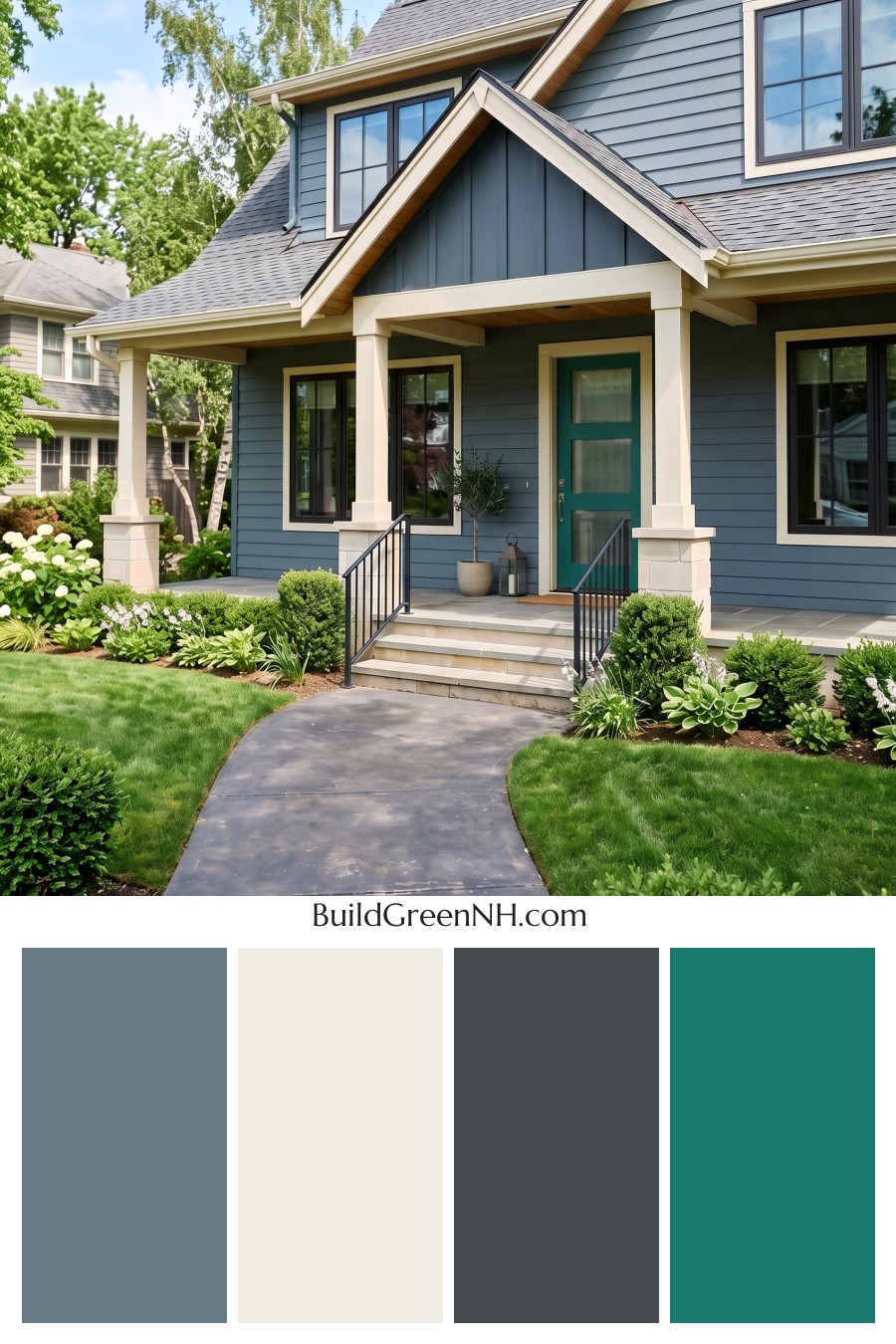 Blue House Front Door Color Scheme: Marine Jade Reverie