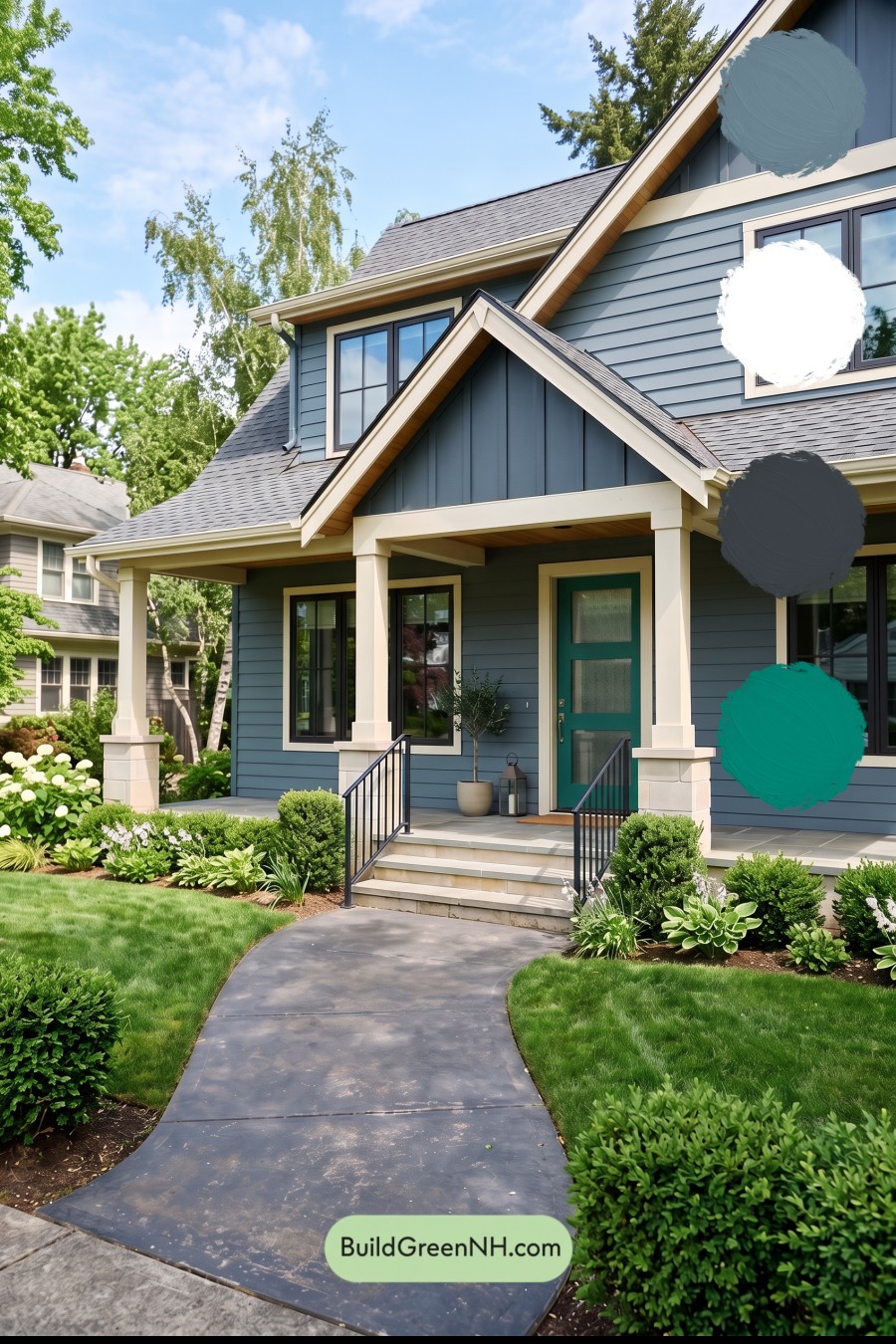 Blue House Front Door Color Scheme: Marine Jade Reverie