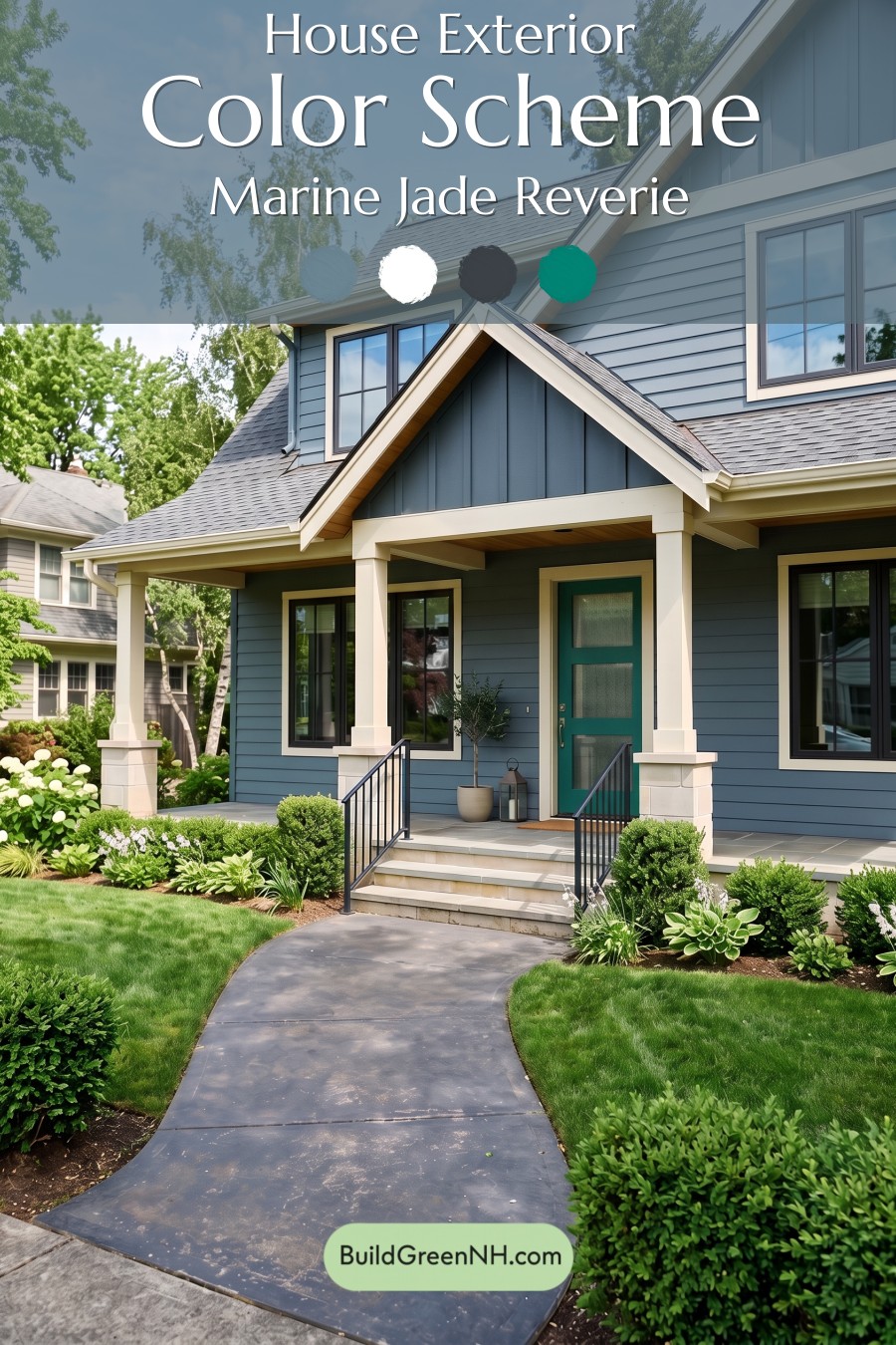 Blue House Front Door Color Scheme: Marine Jade Reverie