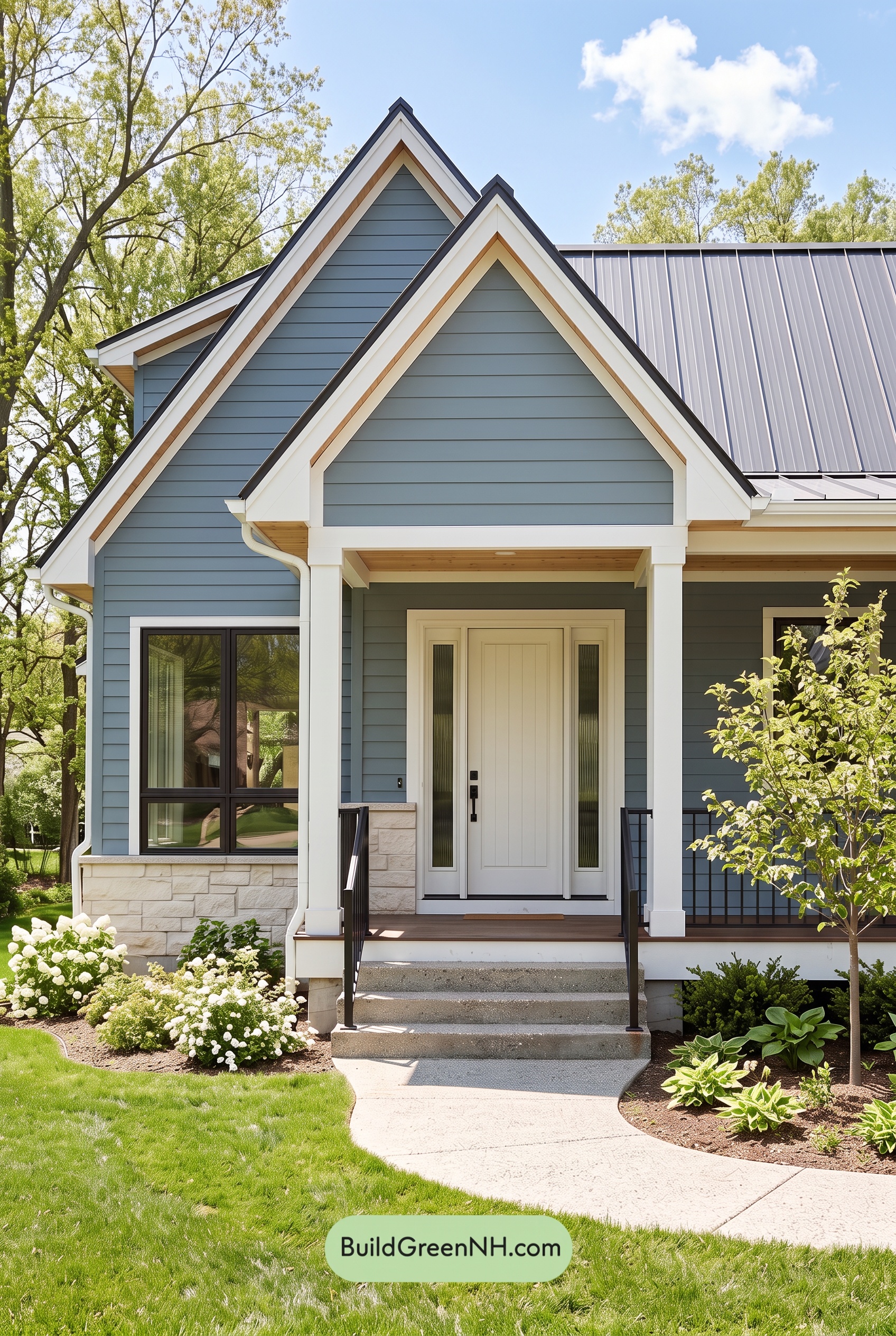 Blue House Front Door Color Scheme: Mist Blue Haven