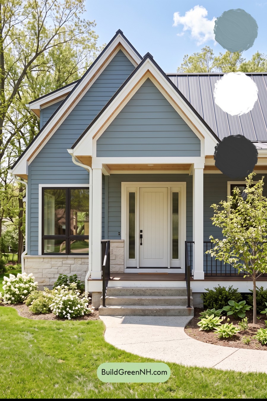 Blue House Front Door Color Scheme: Mist Blue Haven