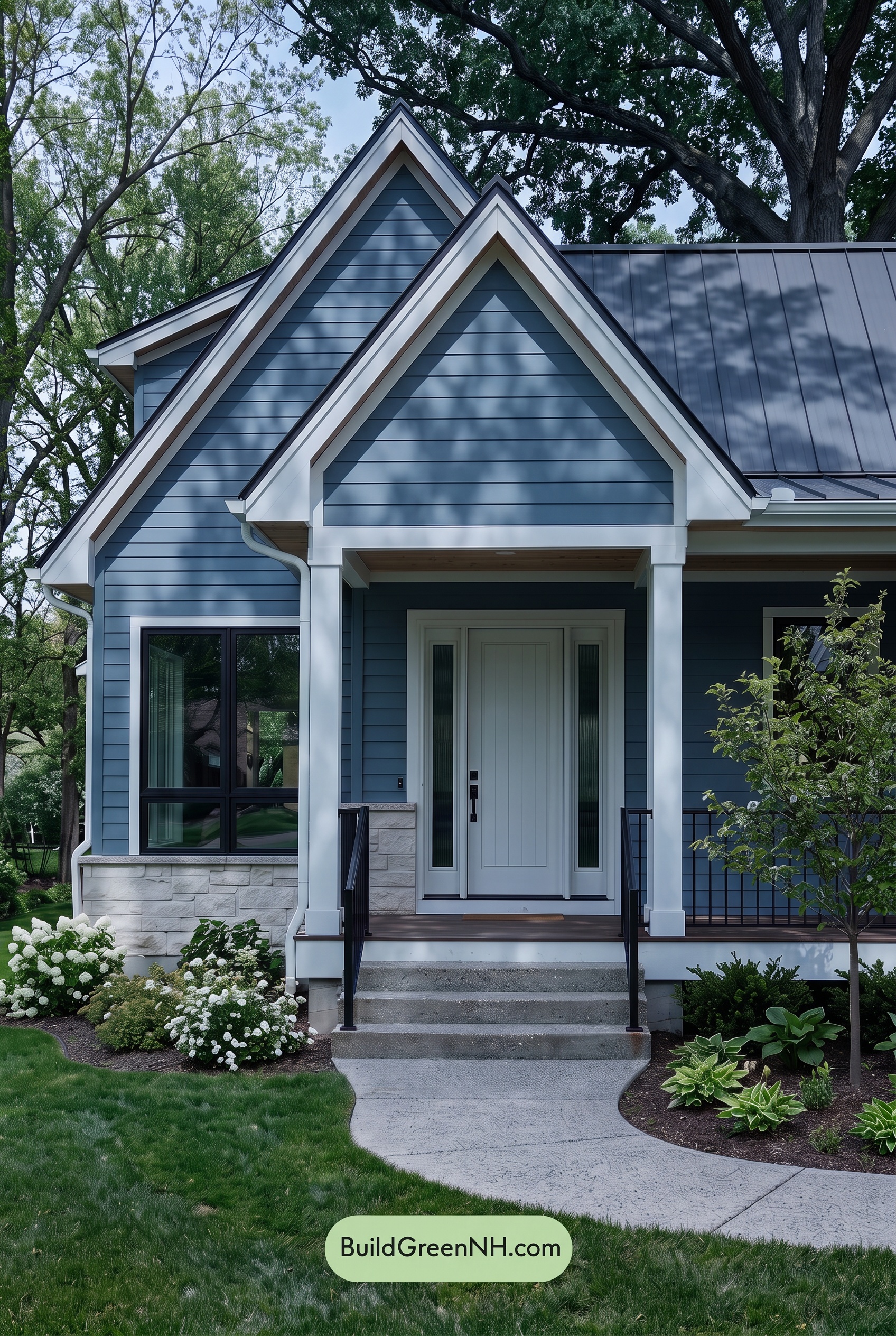 Blue House Front Door Color Scheme: Mist Blue Haven - Shade