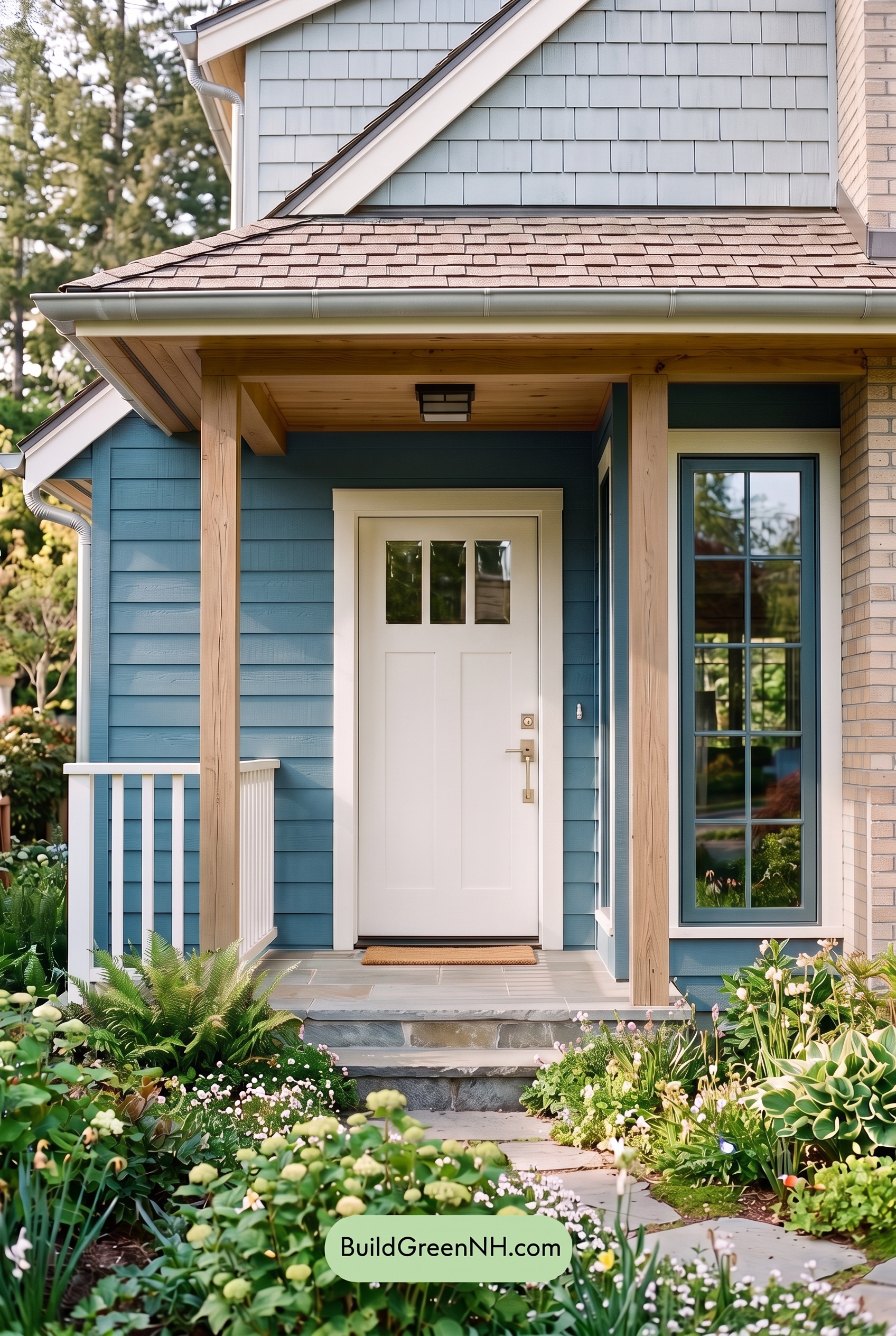 Blue House Front Door Color Scheme: Ocean Blue Hearth - Overcast
