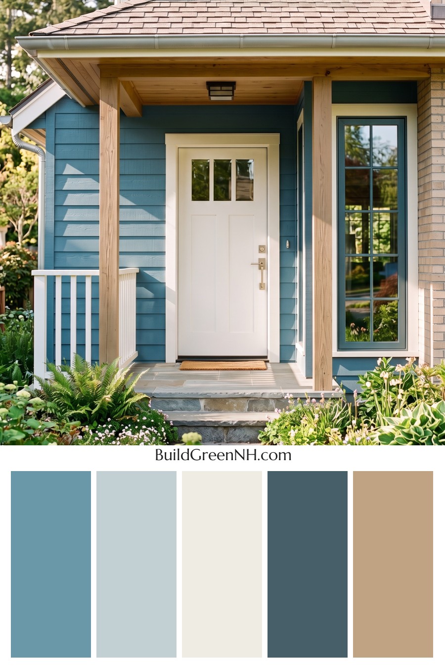 Blue House Front Door Color Scheme: Ocean Blue Hearth