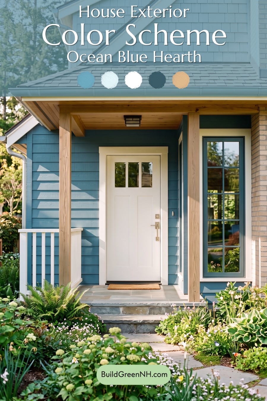 Blue House Front Door Color Scheme: Ocean Blue Hearth